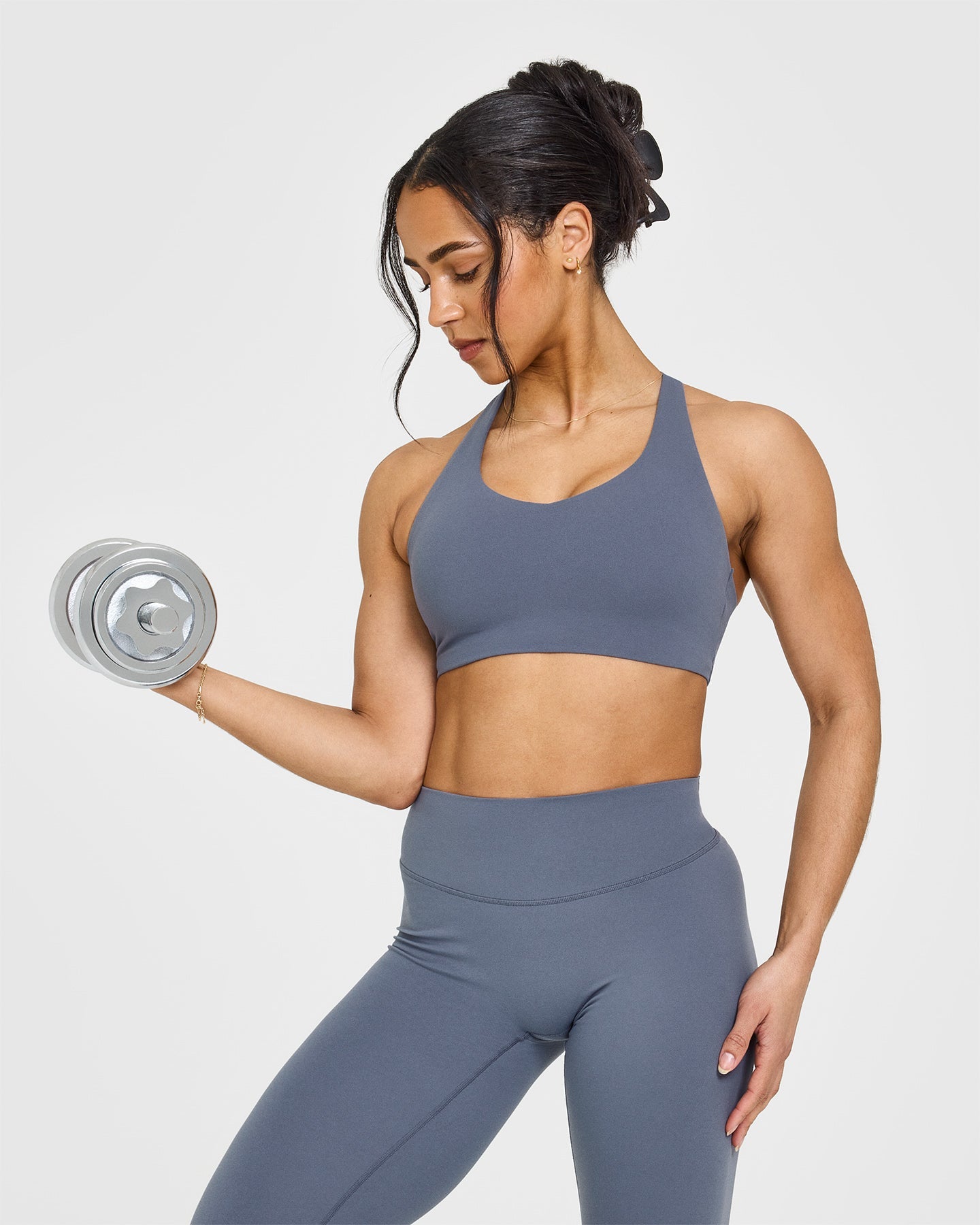 SoftMotion™ High Support Sports Bra for Women - Breathable & Comfortable Workout Top in Granite Blue | Perfect for Running, Yoga & Gym Fitness
