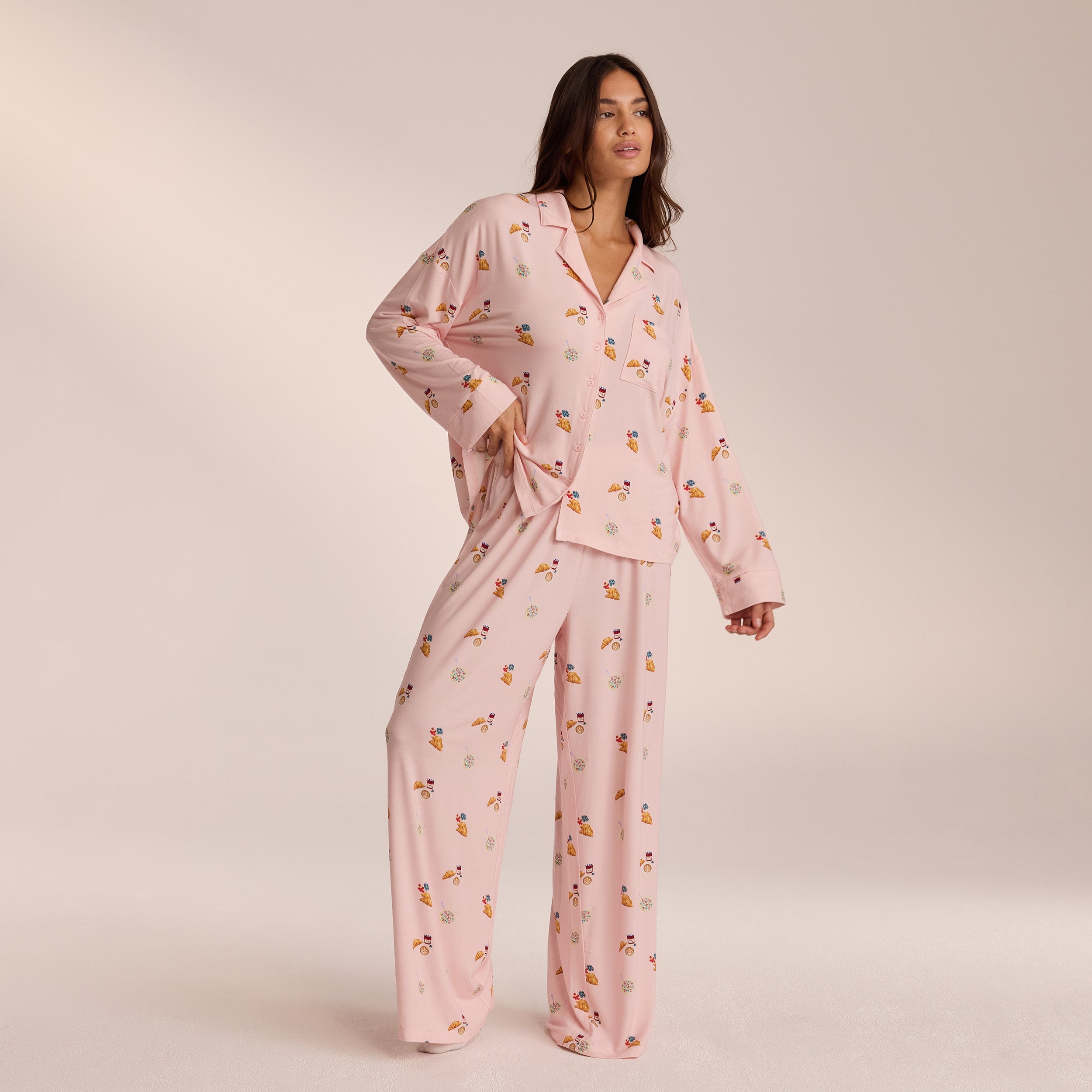 Soft Modal Pajama Pants for Women - Comfortable Sleepwear Lounge Pants in Light Pink | Perfect for Relaxing at Home, Lounging & Sleeping