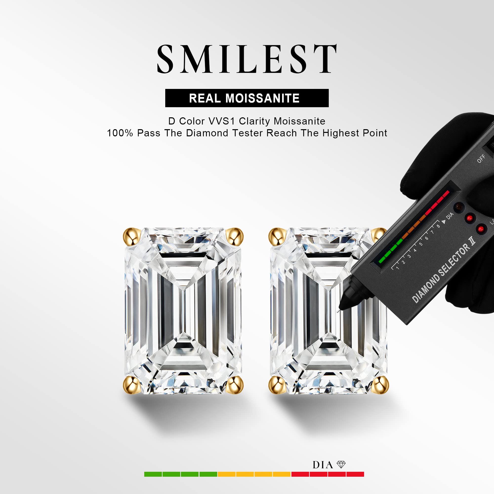 0.8-2CT Emerald Cut Moissanite Stud Earrings for Women & Men | D Color VVS1 Clarity Lab-Created | 925 Sterling Silver Jewelry | Perfect Birthday, Anniversary & Wedding Gift | Elegant for Office, Party & Special Occasions