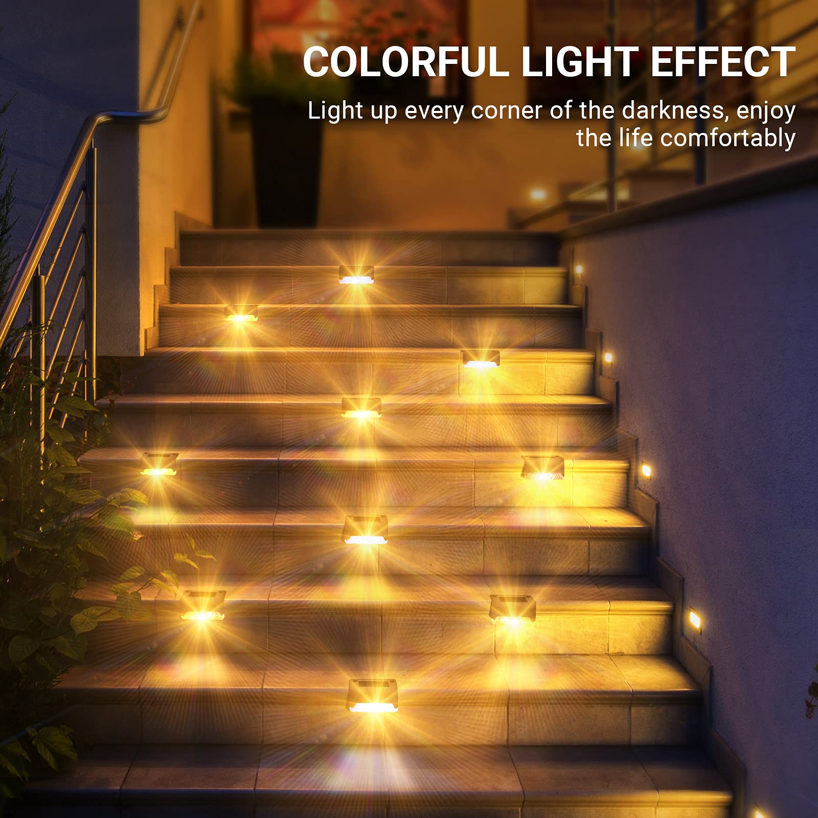 Outus 12 Pack Solar LED Deck Lights, Waterproof Outdoor Solar Step Lights for Stairs, Fence, Yard, Patio, Walkway & Pathway - Warm White Solar Powered Landscape Lighting for Garden, Driveway & Backyard