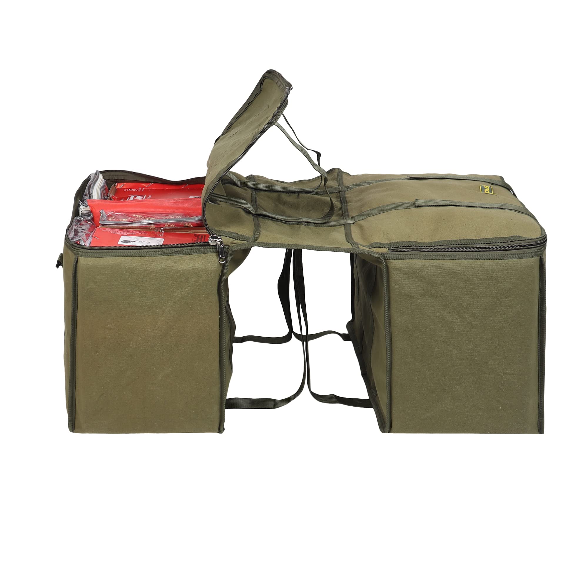 ZEALOUS Heavy Duty Waterproof Canvas Bike Pannier Bag - Dual Side Bicycle Saddlebags for Commuting & Touring - Motorcycle Storage Bag with Secure Zipper (Large Size) - Perfect for Urban Cycling, Camping & Outdoor Adventures