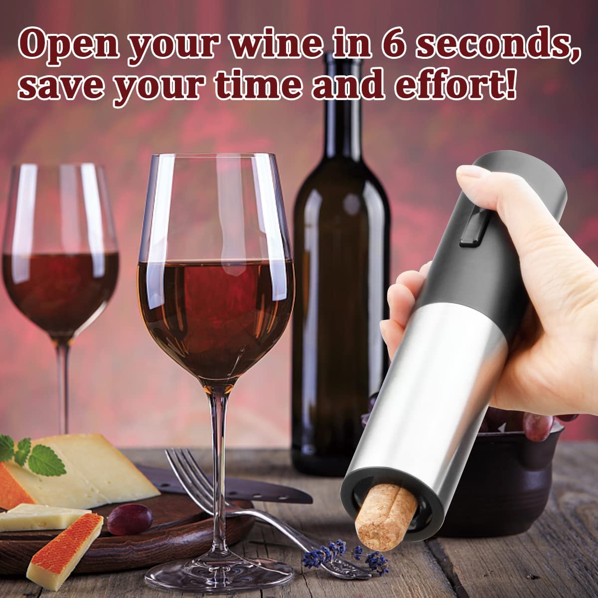 Rechargeable Electric Wine Bottle Opener - Automatic Wine Opener with Foil Cutter, Stainless Steel Charging Model - Perfect Wine Gift for Home, Parties & Restaurants