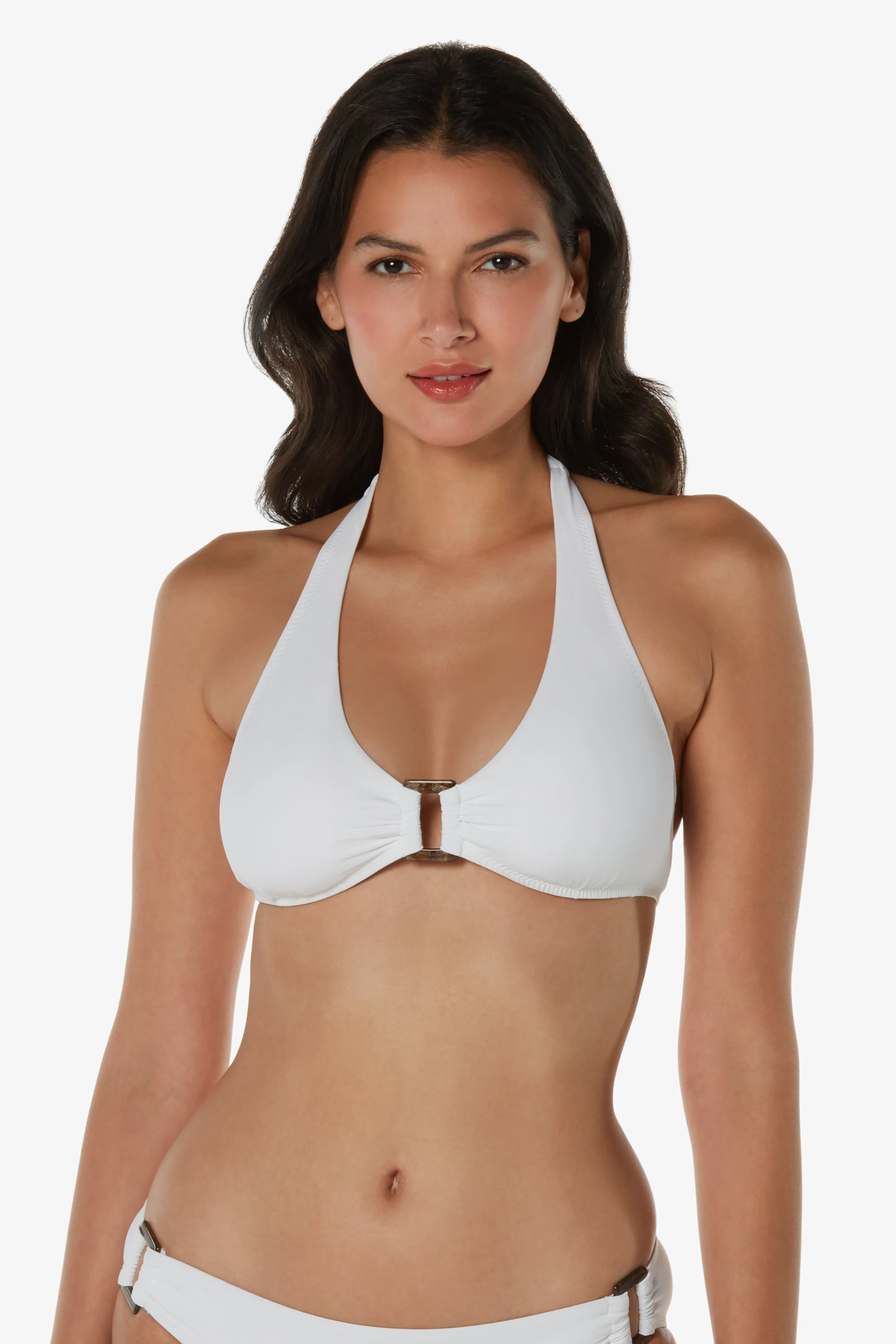 Textured White Tortoise Halter Top - Stylish & Comfortable Women's Fashion for Casual Outings & Summer Vacations