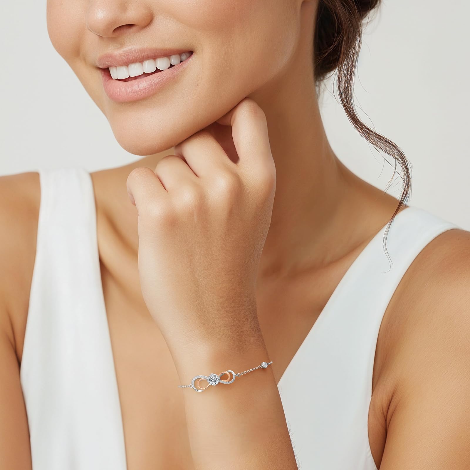 Seelove Infinity Moissanite Bracelet for Women - 925 Sterling Silver Heart Charm Jewelry, Elegant Gift for Wife, Mom, Girlfriend | Perfect for Anniversary, Birthday, Valentine's Day & Everyday Wear