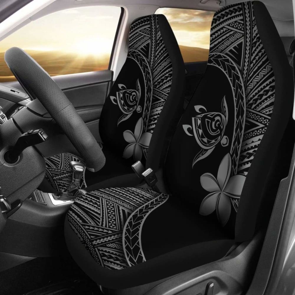 Alohawaii Premium Car Seat Covers - Hawaii Turtle & Plumeria Grey Design - Universal Fit for Most Vehicles - Perfect for Beach Trips & Tropical Vacations