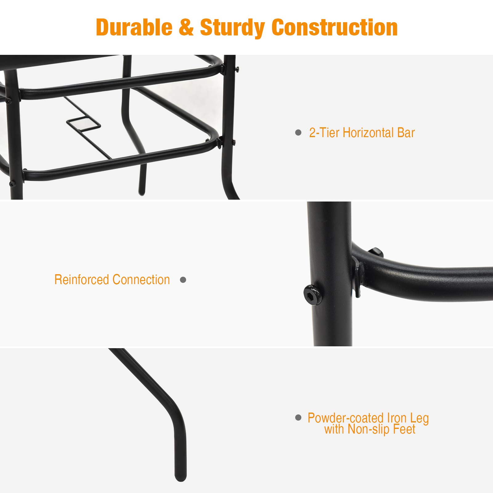 Premium Outdoor Bistro Table with Umbrella Hole & Tempered Glass Top - 32
