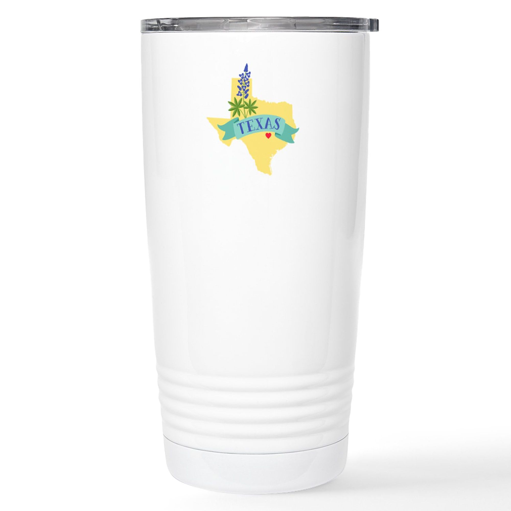 Texas State Outline Bluebonnet Flower Travel Mug - 20 oz Insulated Stainless Steel Coffee Tumbler for Hot & Cold Drinks - Perfect for Commuting, Camping & Office Use