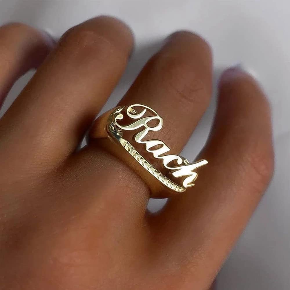 Personalized Name Ring for Women - Custom Engraved Initial Letter Stackable Promise Ring - Unique Gift for Her, Anniversary, Valentine's Day, Birthday