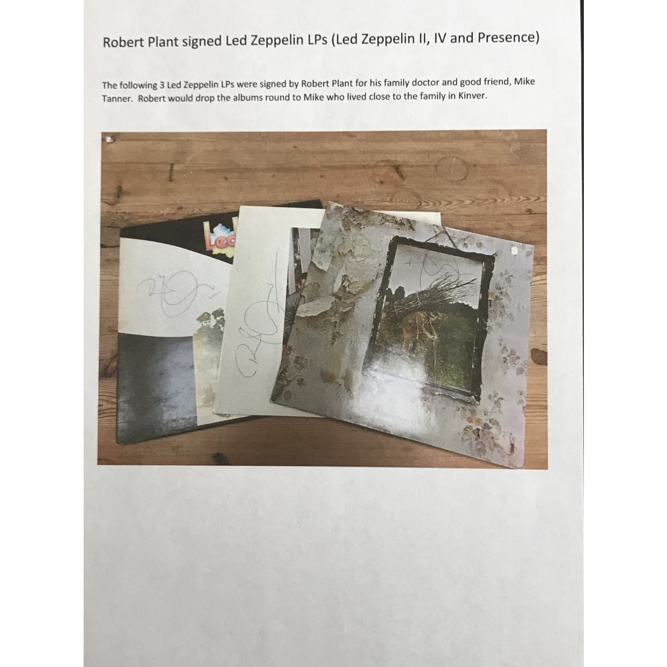 Authentic Led Zeppelin IV Album Signed by Robert Plant with Epperson COA - Rare Collectible Vinyl Record for Music Memorabilia & Rock Fans