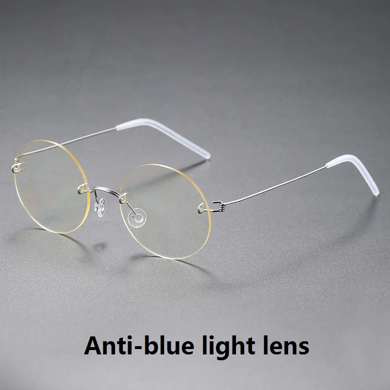 Unisex Rimless Round Screwless Titanium Eyeglasses Frame 1356 - Lightweight & Durable for Reading, Computer Work & Everyday Wear