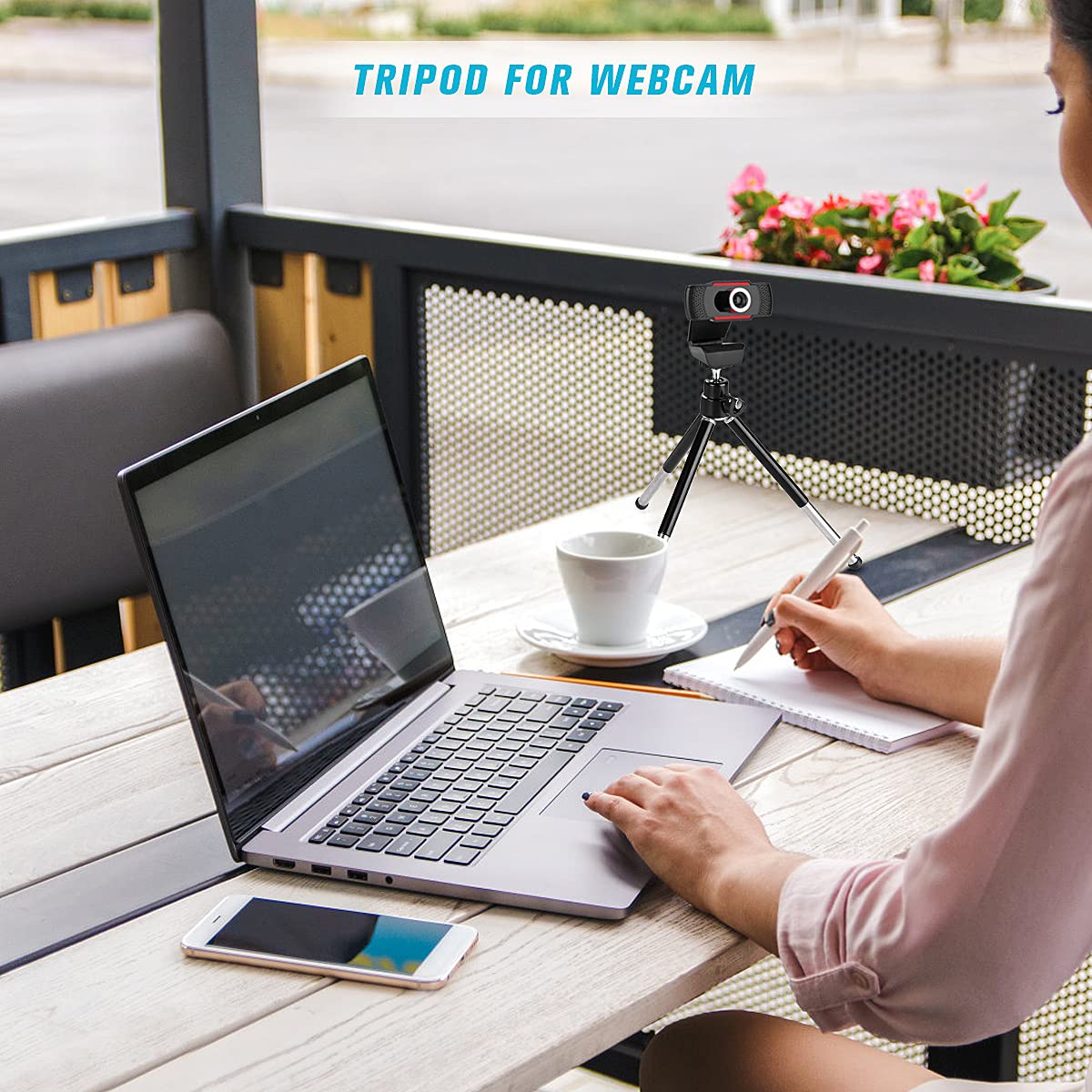 Portable Mini Tripod for Phone & Webcam - Adjustable Metal Stand with Universal Phone Holder (Black) | Perfect for Vlogging, Live Streaming & Video Calls