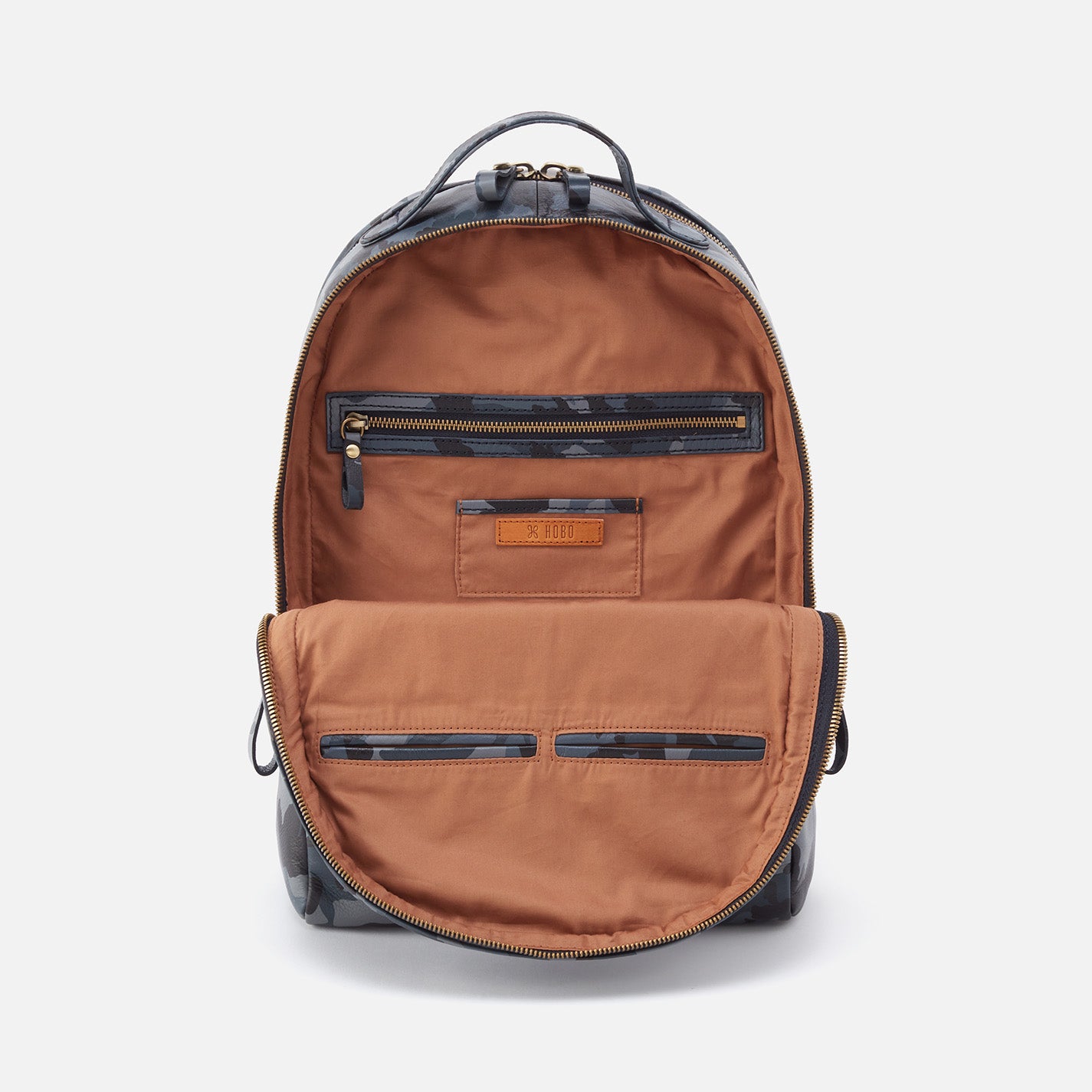 Premium Maddox Backpack - Genuine Silk Napa Leather with Blue Camo Design - Stylish Laptop Bag for Work, Travel & College