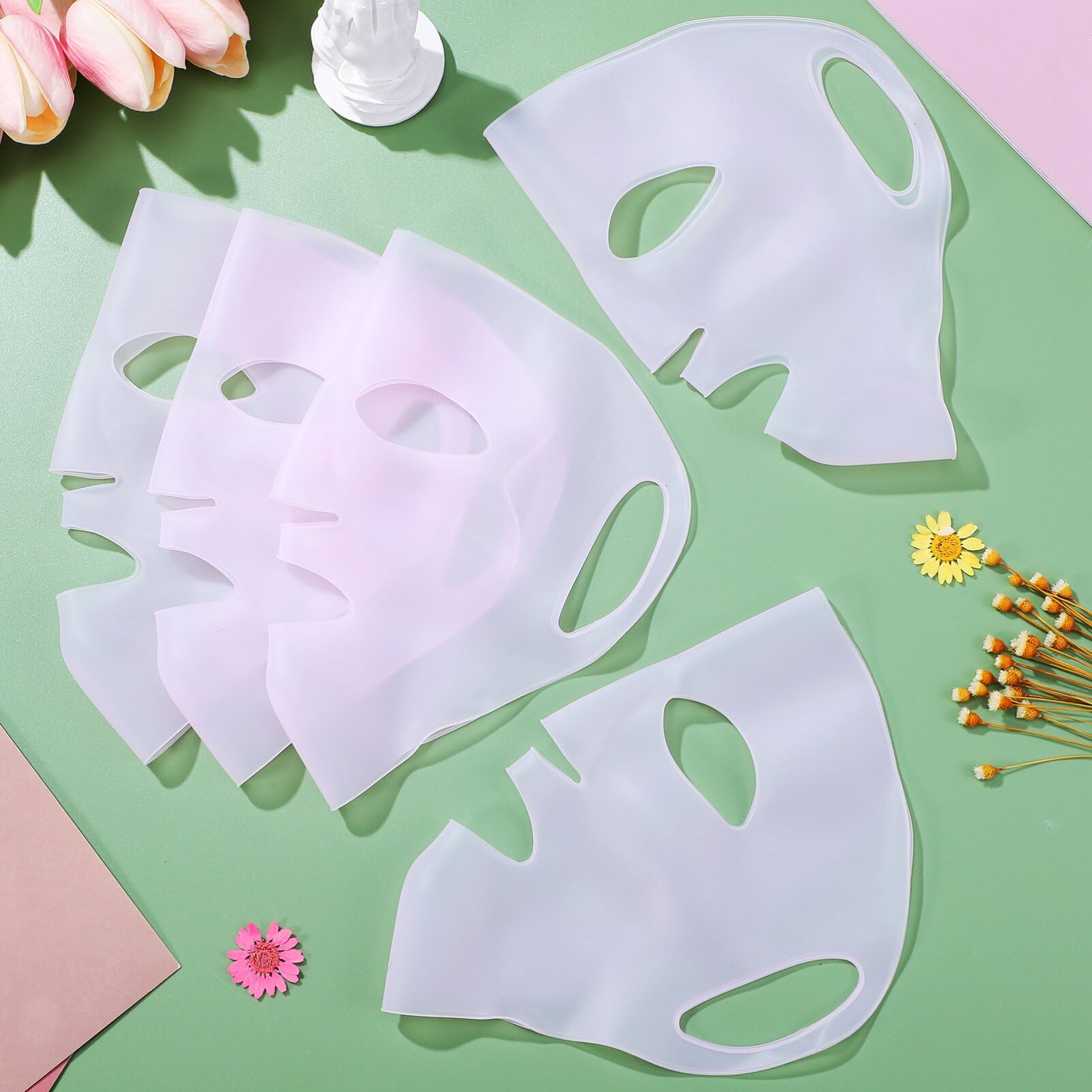 5 Pack Reusable Silicone Face Mask Cover for Skin Care & Moisturizing - Perfect for Spa, Skincare Routine & At-Home Facial Treatments