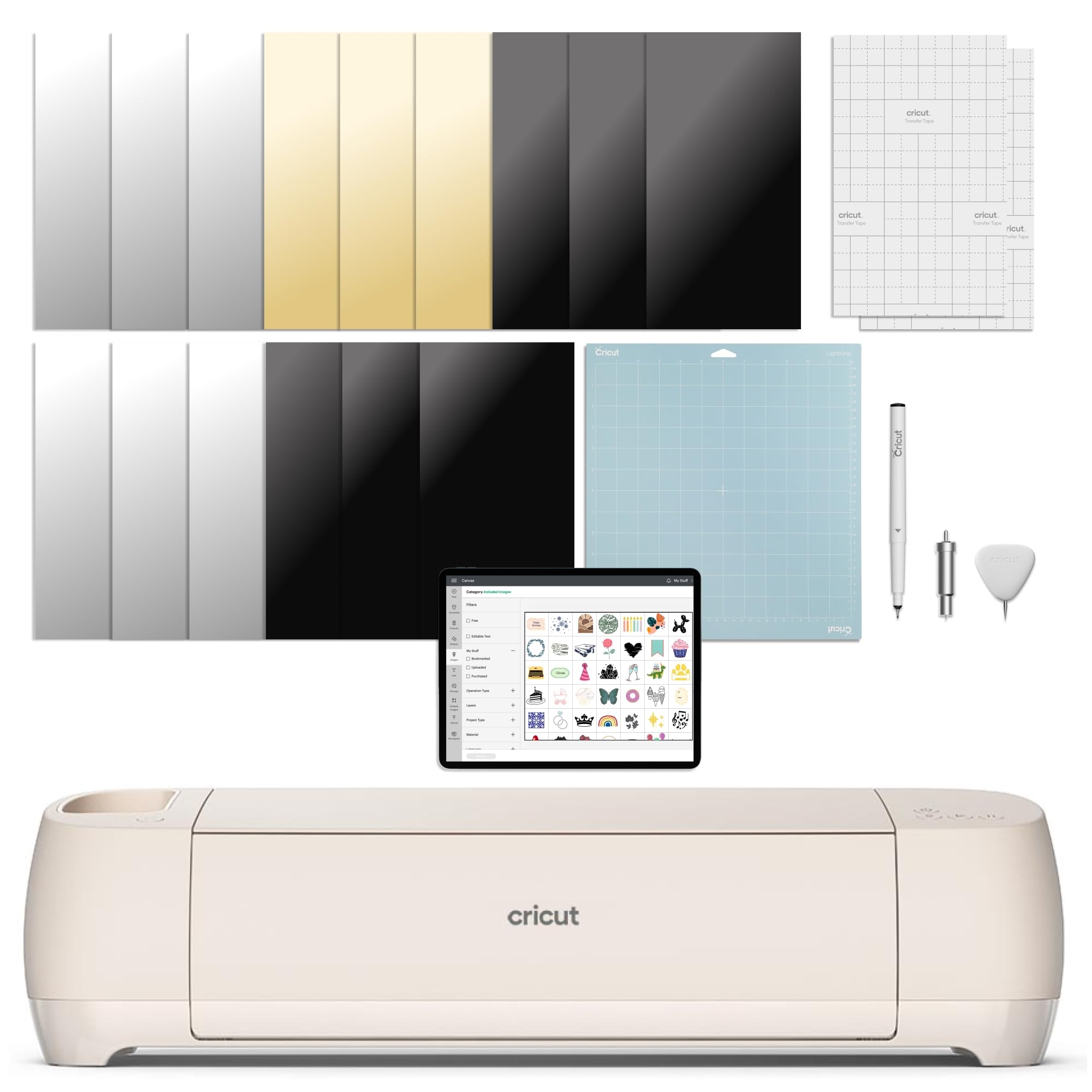 Cricut Explore 4 Smart Cutting Machine (Seashell) | Digital Content Bundle with Design Space App Images | DIY Craft Projects, Vinyl Decals, Home Decor & Scrapbooking