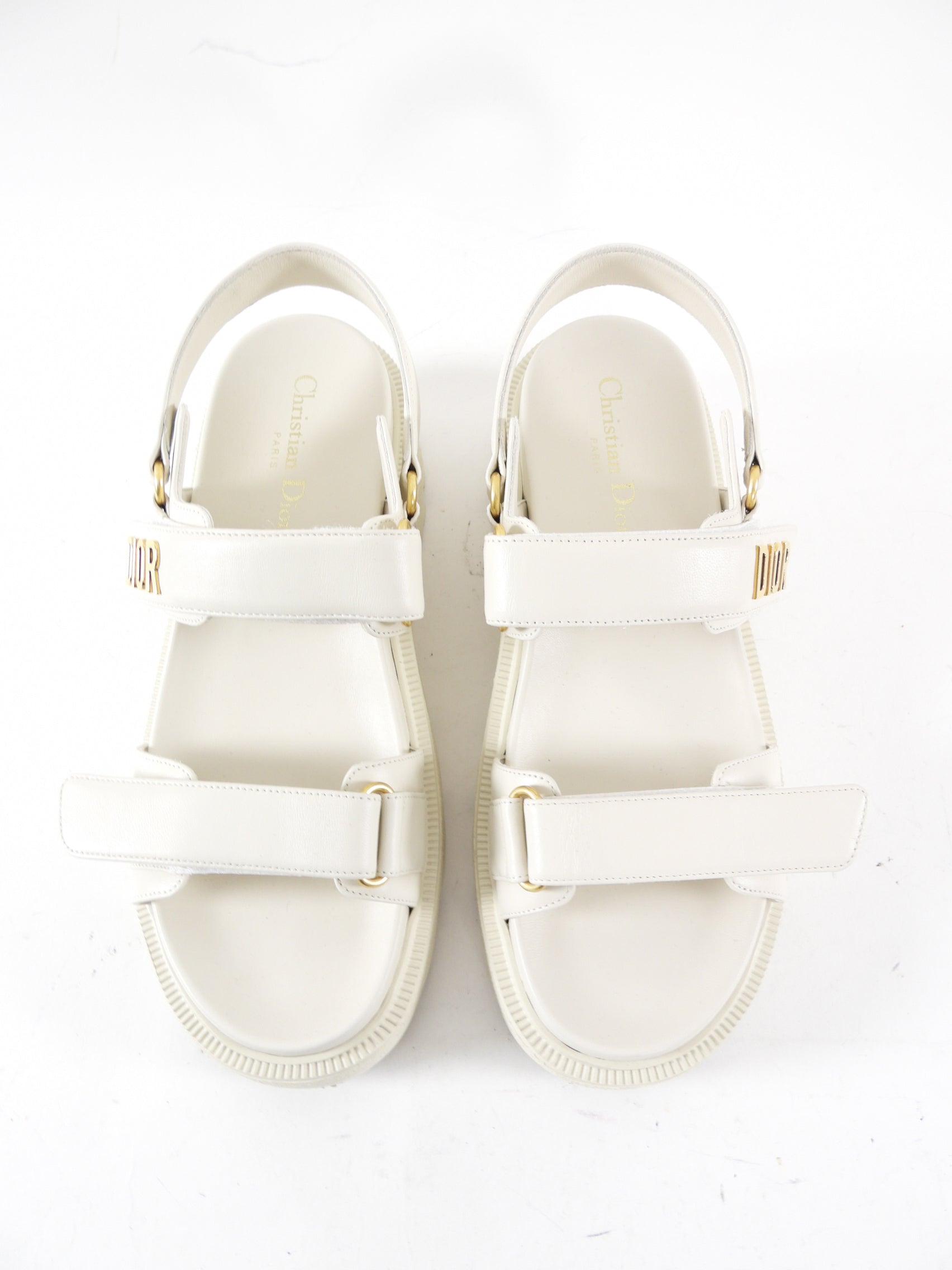 Christian Dior Ivory Leather Dioract Platform Sandals Size 39 - Luxury Designer High Heel Shoes for Women | Perfect for Weddings, Parties & Evening Events