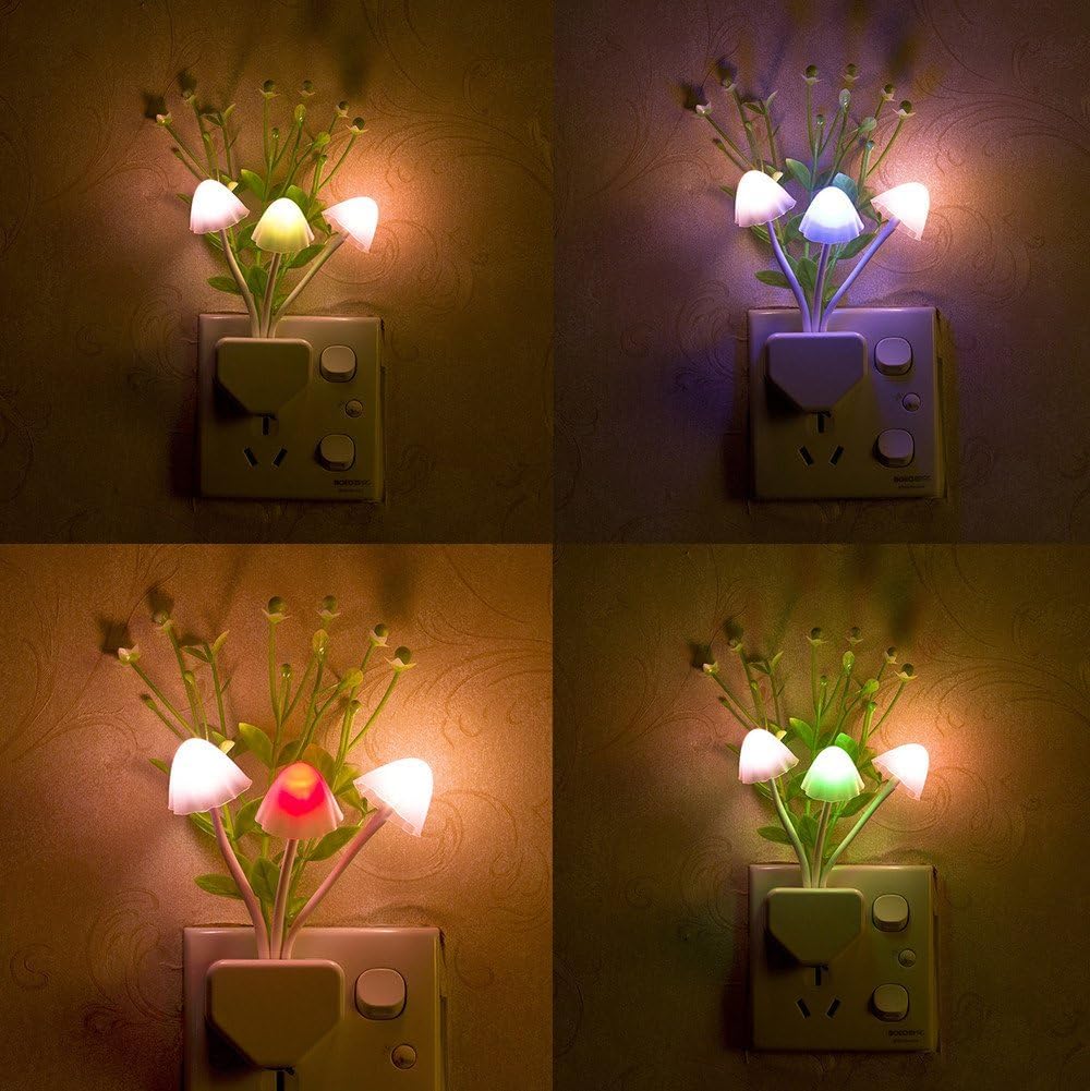 ZEZHOU 2 Pack Color Changing Mushroom Night Light - Plug-in LED Wall Lamp for Kids & Adults, Perfect for Bedroom, Nursery, Kids Room - Cute Birthday Gift & Stocking Stuffer Idea