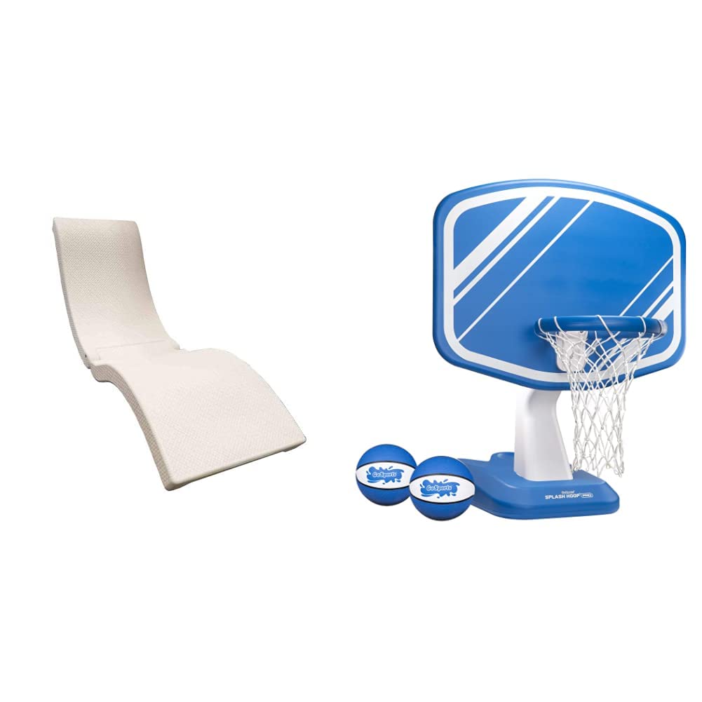 SwimWays Terra Sol Sonoma 2-in-1 Inflatable Pool Float and Patio Lounge Chair - White | GoSports Splash Hoop Pro In-Ground Pool Basketball Set with Adjustable Hoop, 2 Balls & Air Pump | Perfect for Backyard Swimming Pools, Beach Vacations and Summer Water Games