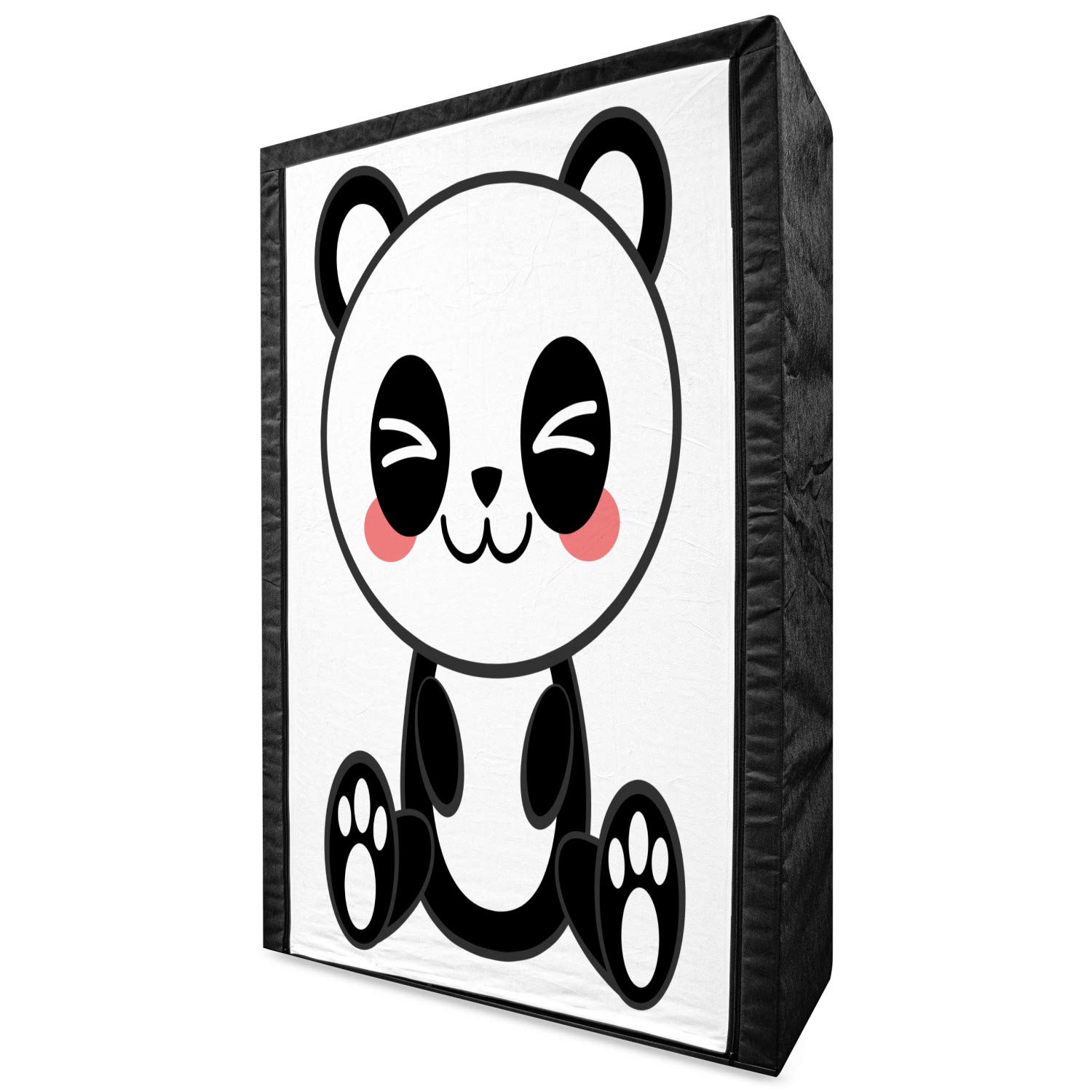 Ambesonne Anime Portable Fabric Wardrobe - Cartoon Smiling Panda Japanese Manga Print Clothing Organizer with Shelves, 42.5 Inch Black White Grey | Perfect for Teens Room, Dorm Storage & Anime Lovers' Closet Organization