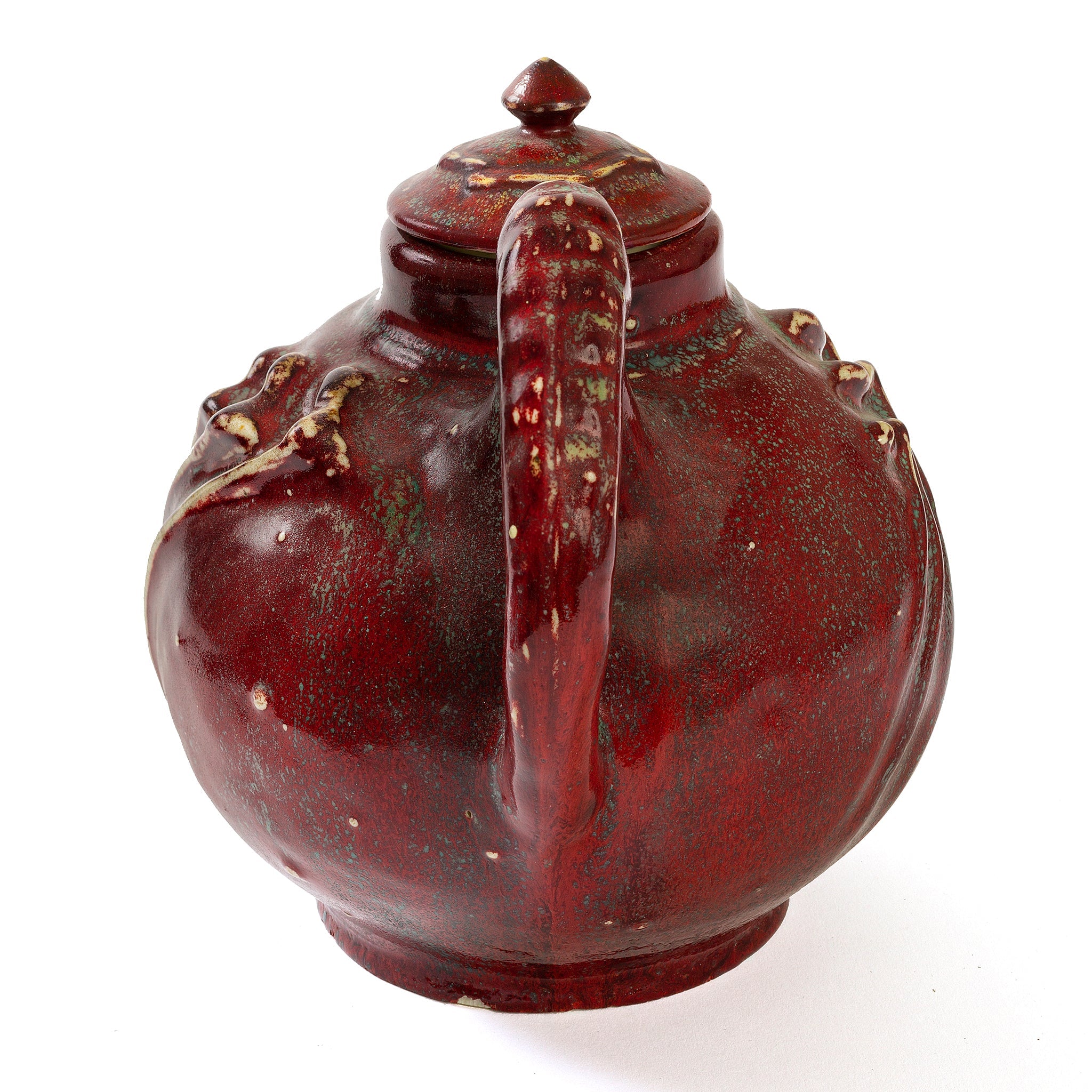 Pierre Adrien Dalpayrat Glazed Ceramic Teapot - Handcrafted French Art Pottery, 19th Century Style Brown & Green Floral Teapot for Tea Lovers & Collectors - Perfect for Afternoon Tea, Home Decor, and Unique Gift Giving
