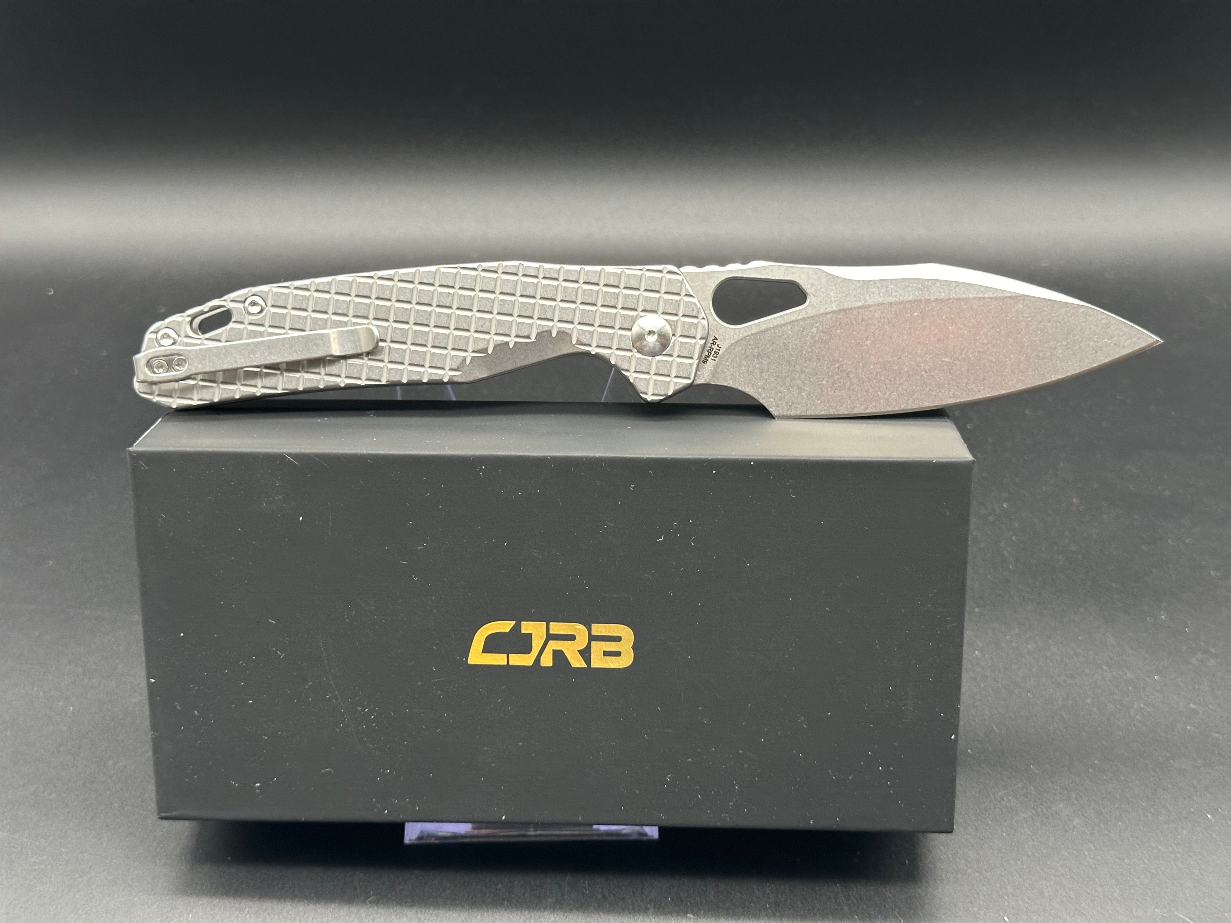 CJRB Frack Pocket Knife - Stainless Steel Handle, AR-RPM9 Blade, Button Lock (Model J1931 FST) - EDC, Camping, Hiking & Outdoor Survival Tool