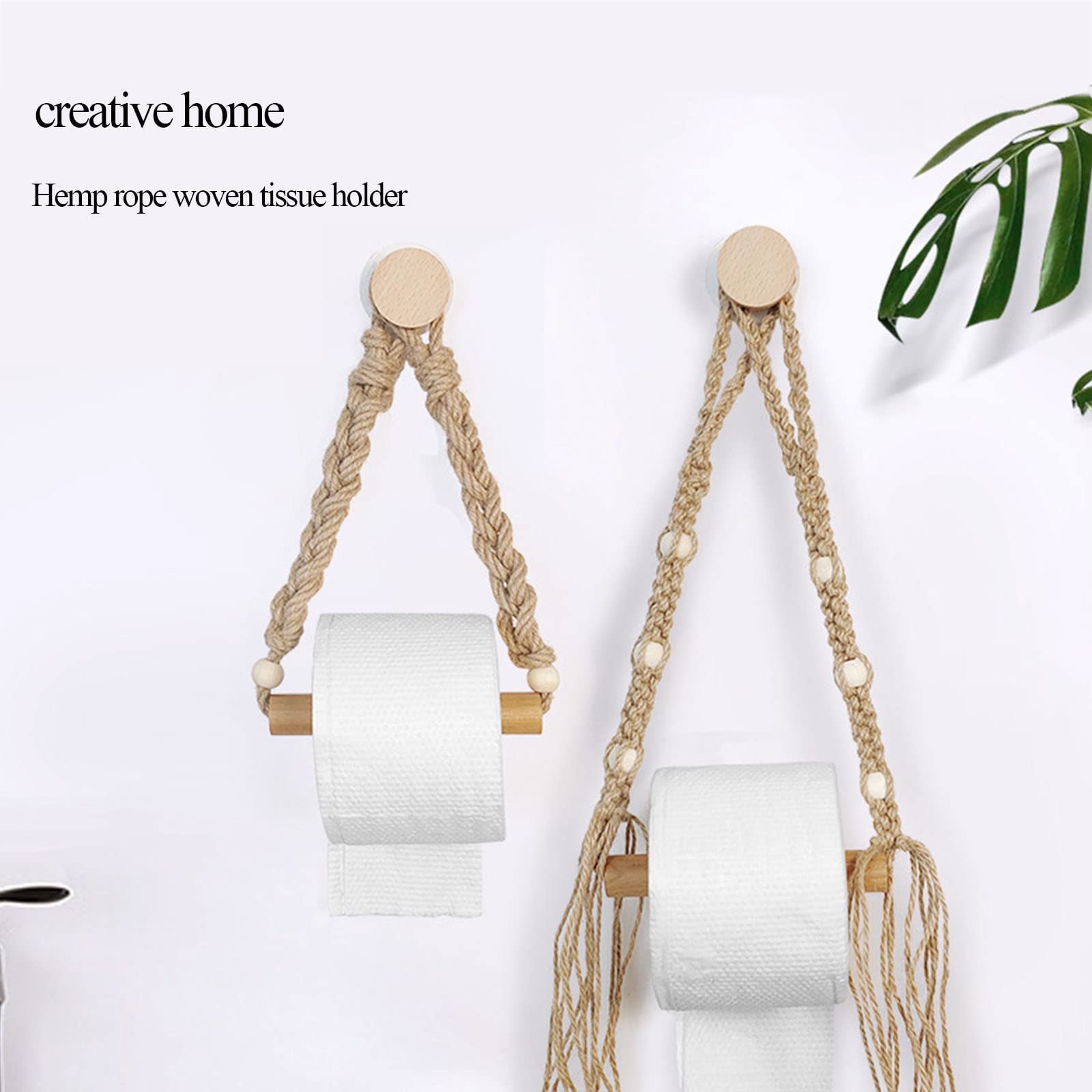 Hemp Rope Toilet Paper Holder - Rustic Wall Mounted Bathroom Tissue Storage Organizer with Hanging Design for Farmhouse, RV, Boat & Tiny House Decor