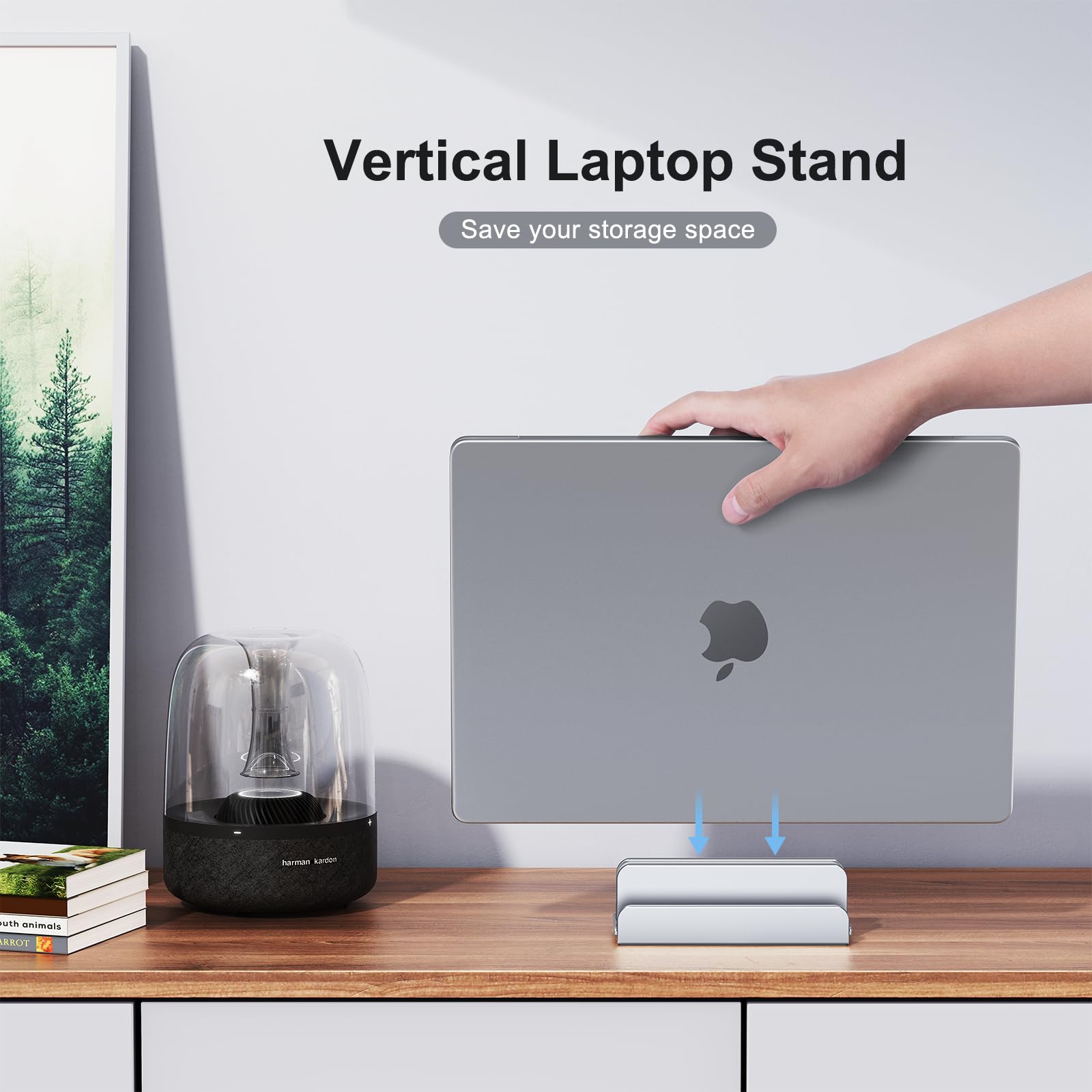 Aluminum Vertical Laptop Stand - Adjustable 3-in-1 Ergonomic Holder for MacBook Pro/Air, Dell, HP, Lenovo (Up to 17.3