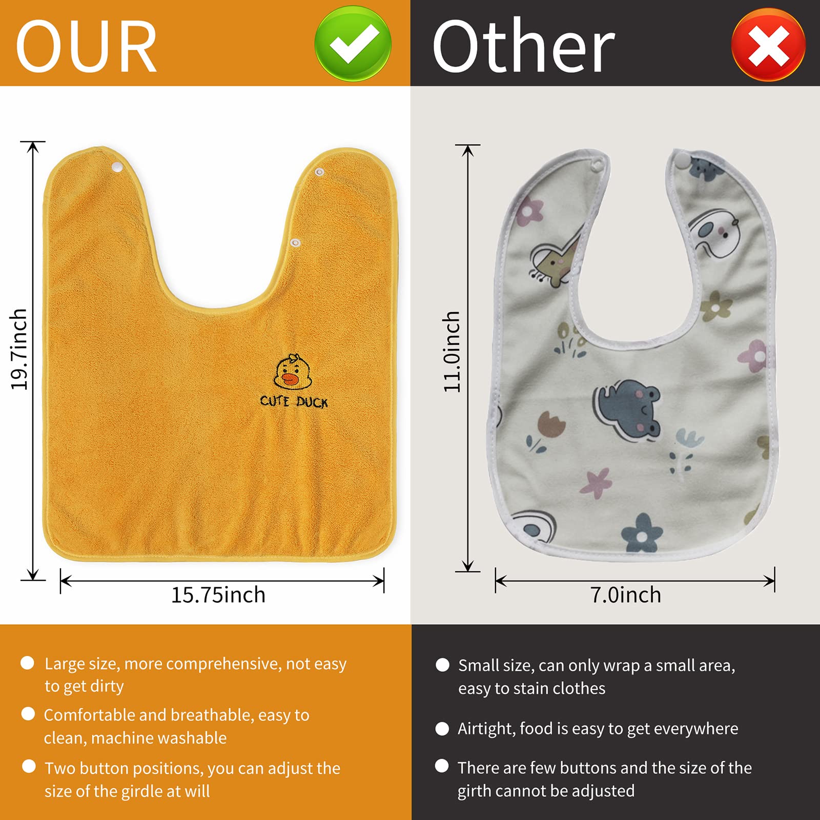 3 Pack Waterproof Baby Bibs for Girls & Boys - Soft Towel Toddler Bibs for 1-3 Years | Ideal for Mealtime, Feeding & Messy Play