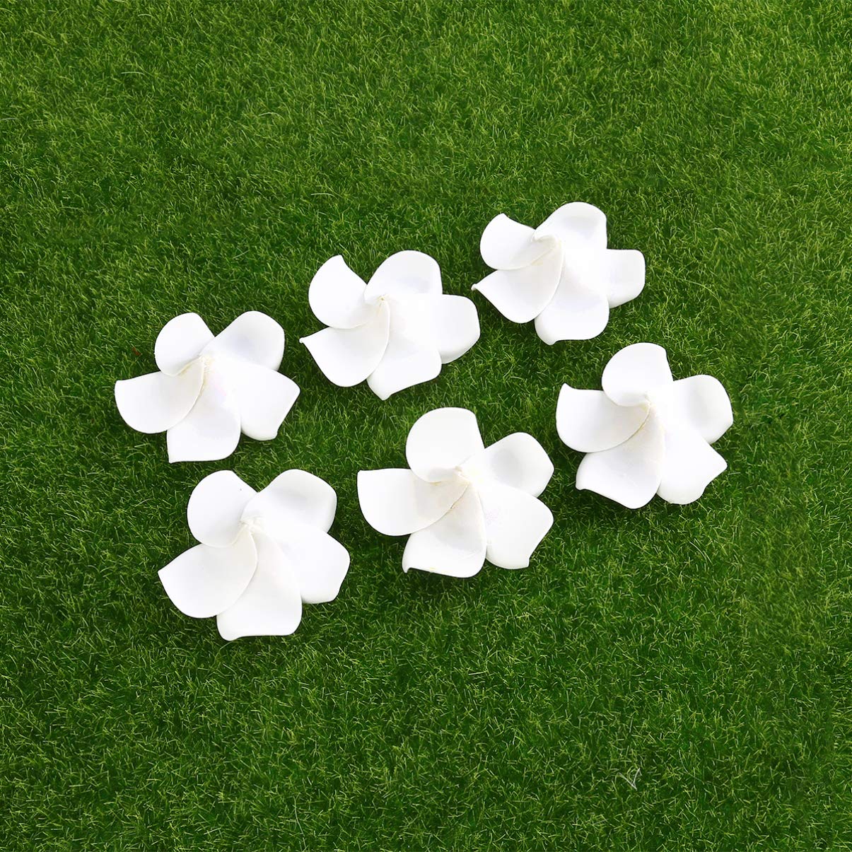 100pcs Artificial Frangipani Flowers - Hawaiian Wedding Leis, Hair Wreaths & Clips - 6cm White Foam DIY Bridal Bouquet Accessories for Beach Weddings, Luau Parties & Tropical Themed Events