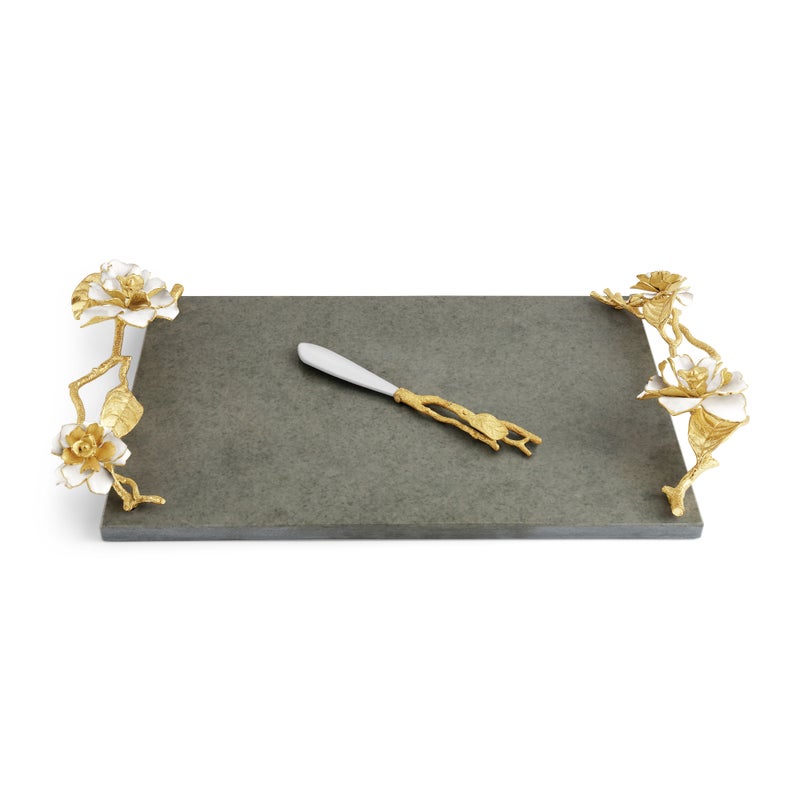 Premium Gardenia Cheese Board Set with Stainless Steel Knife - Perfect for Wine Pairing, Charcuterie & Entertaining at Home