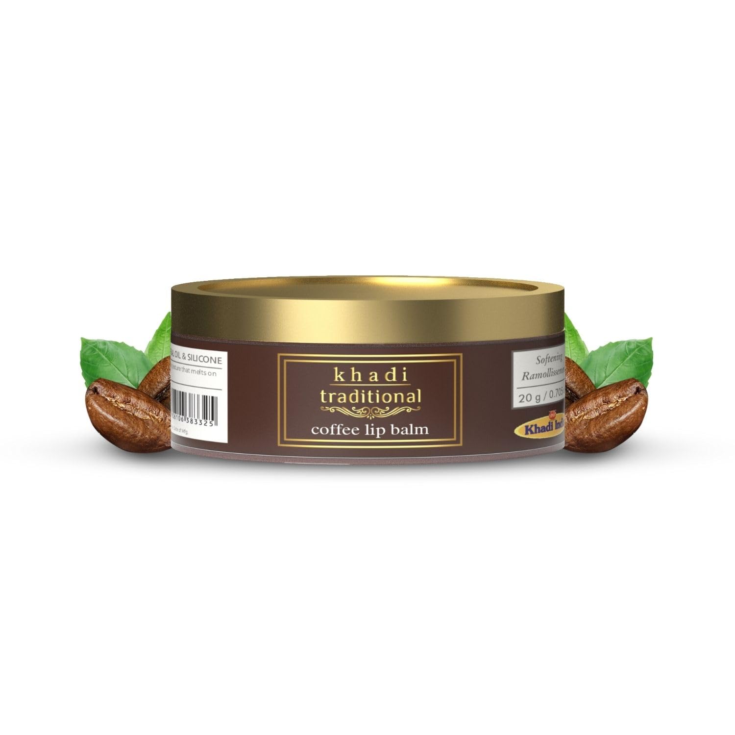 Khadi Premium Herbal Lip Balm for Dark, Dry & Chapped Lips - Natural Moisturizing Treatment with Coffee Extract (20g) | Chemical-Free, Vegan Formula for Men & Women | Perfect for Winter Care, Daily Hydration & Lip Repair