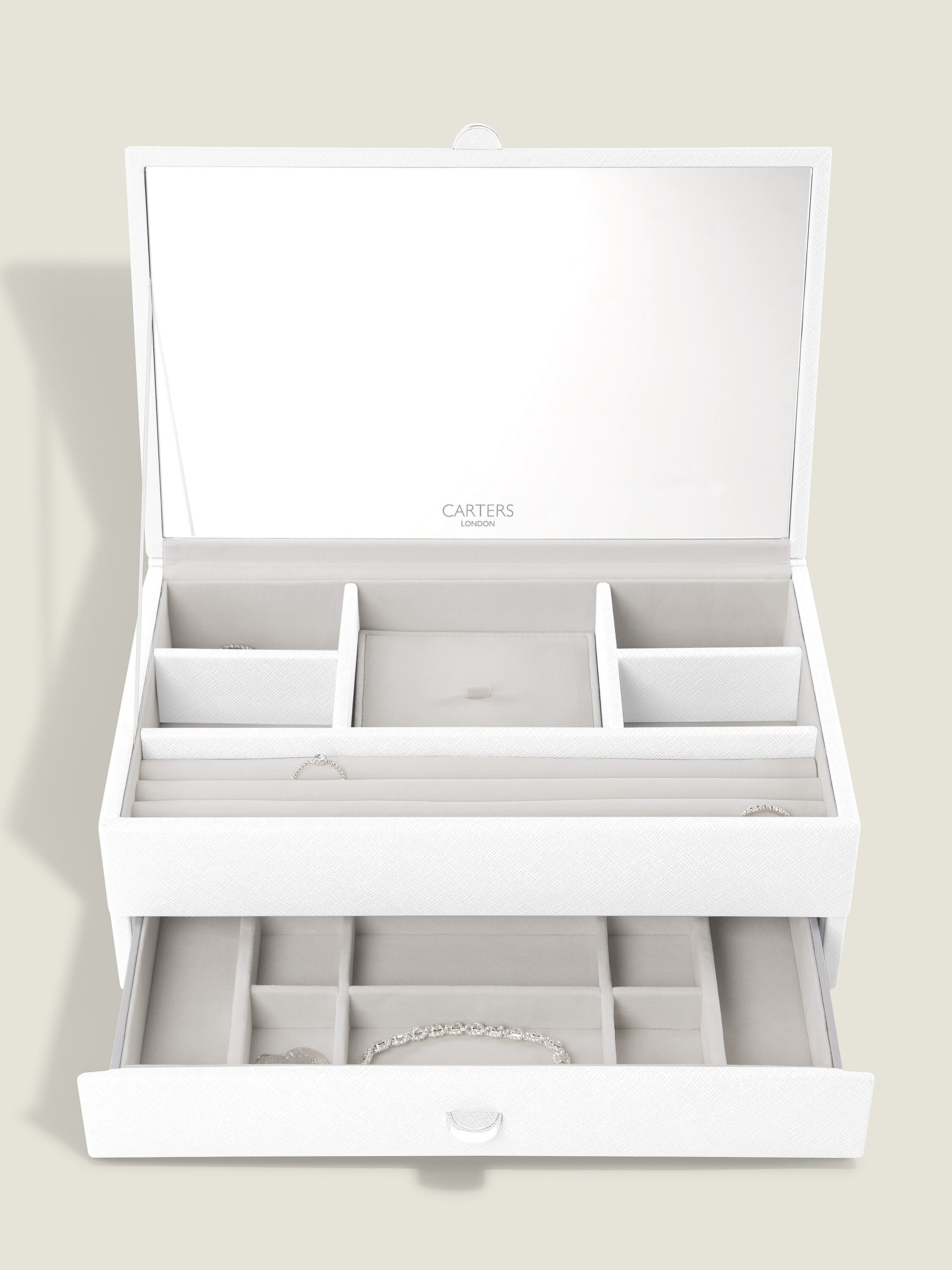 Carters Medium Chalk White Jewelry Box - Elegant Storage for Necklaces, Rings & Earrings - Perfect for Bedroom, Bathroom & Travel Organization