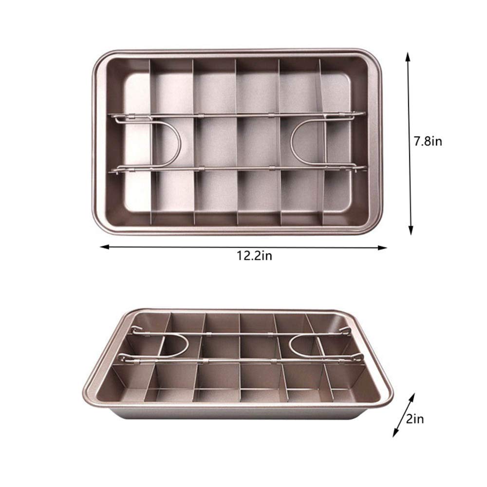 Hovico 18-Lattice Non Stick Brownie Baking Pan with Dividers - High Carbon Steel Oven Safe Brownie Tray with Built-In Slicer & Rack - Perfect for Homemade Brownies, Bars & Desserts Baking
