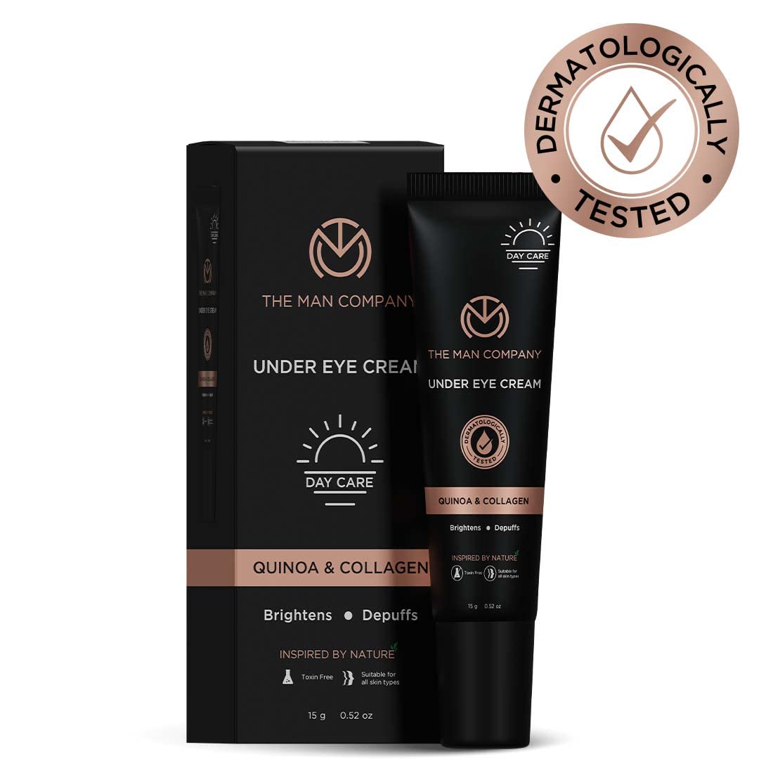 The Man Company Under Eye Cream for Men - Dark Circles, Puffiness & Fine Lines Reducer | 15gm Dermatologist-Tested Formula | Day & Night Use | Toxin-Free for All Skin Types | Perfect for Office, Travel & Daily Skincare Routine