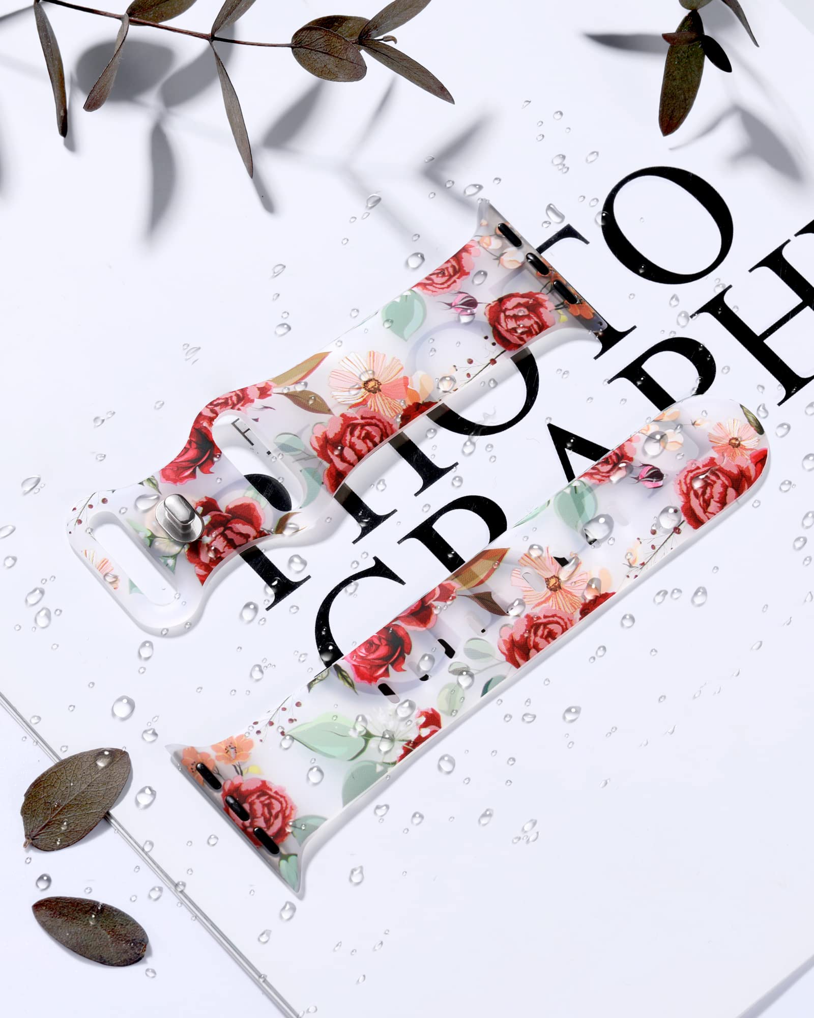 Witzon Compatible with Apple Watch Band Series 8/7/6/5/4/3/2/1/SE/Ultra - 38mm 40mm 41mm 42mm 44mm 45mm 49mm Cute Floral Print Silicone Sport Strap for Women - Perfect for Workouts, Running & Everyday Fashion Accessory