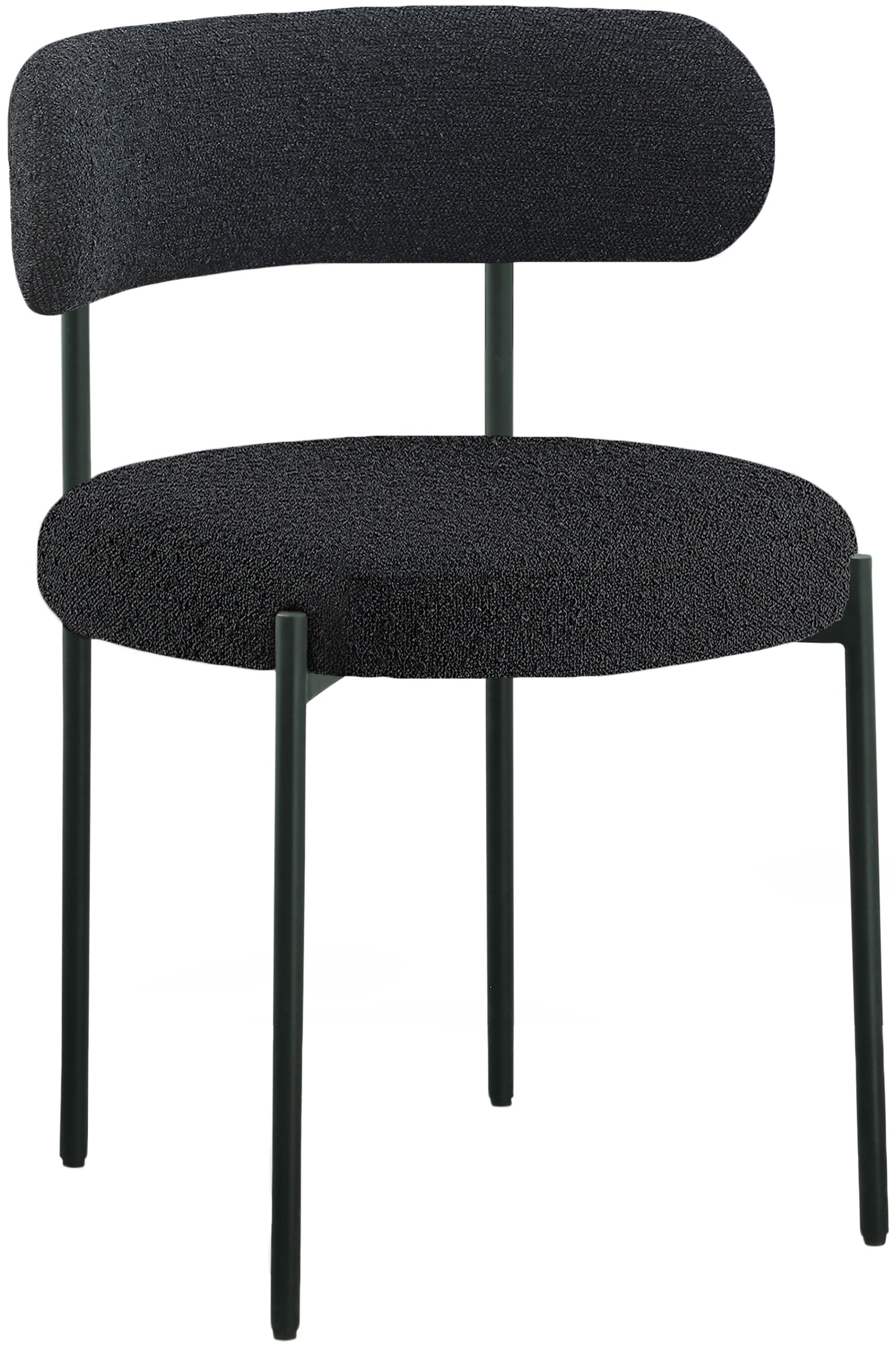 Luxury Boucle Fabric Dining Chair - Modern Upholstered Accent Chair for Dining Room, Living Room & Office - Soft & Comfortable Seat with Sturdy Metal Legs