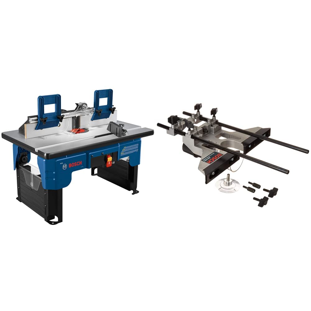 BOSCH RA1141 Portable Benchtop Router Table with RA1054 Deluxe Edge Guide - Includes Dust Extraction Hood & Vacuum Hose Adapter | Perfect for Woodworking, DIY Projects & Professional Cabinet Making