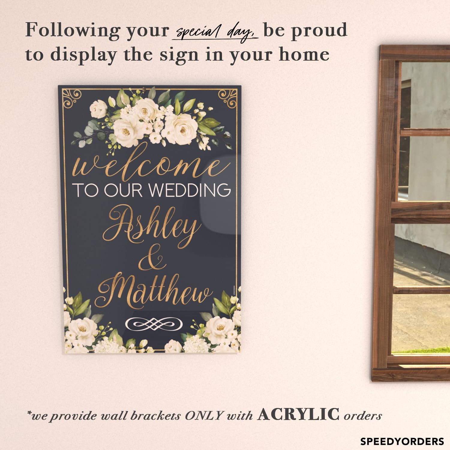 Floral Chalkboard Wedding Welcome Sign - Customizable Reception Decor - Rustic Wedding Poster for Ceremony & Reception - Perfect for Outdoor Weddings & Barn Weddings