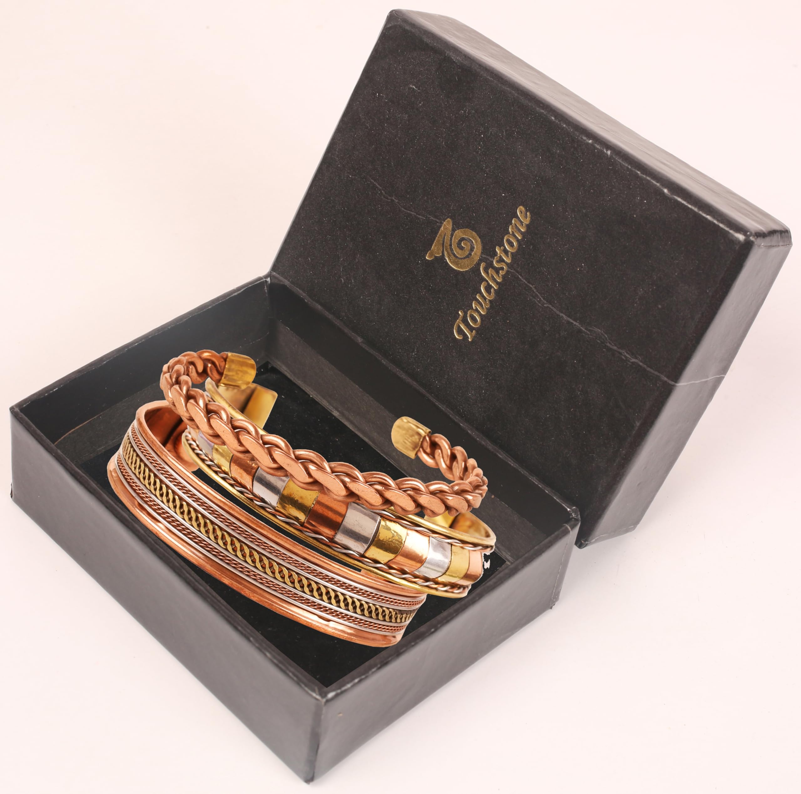Authentic Tibetan Style Touchstone Copper Bracelet - Hand Forged Solid High Gauge Copper Cuff Jewelry for Men & Women - Multiple Design Options - Perfect for Yoga, Meditation & Spiritual Healing