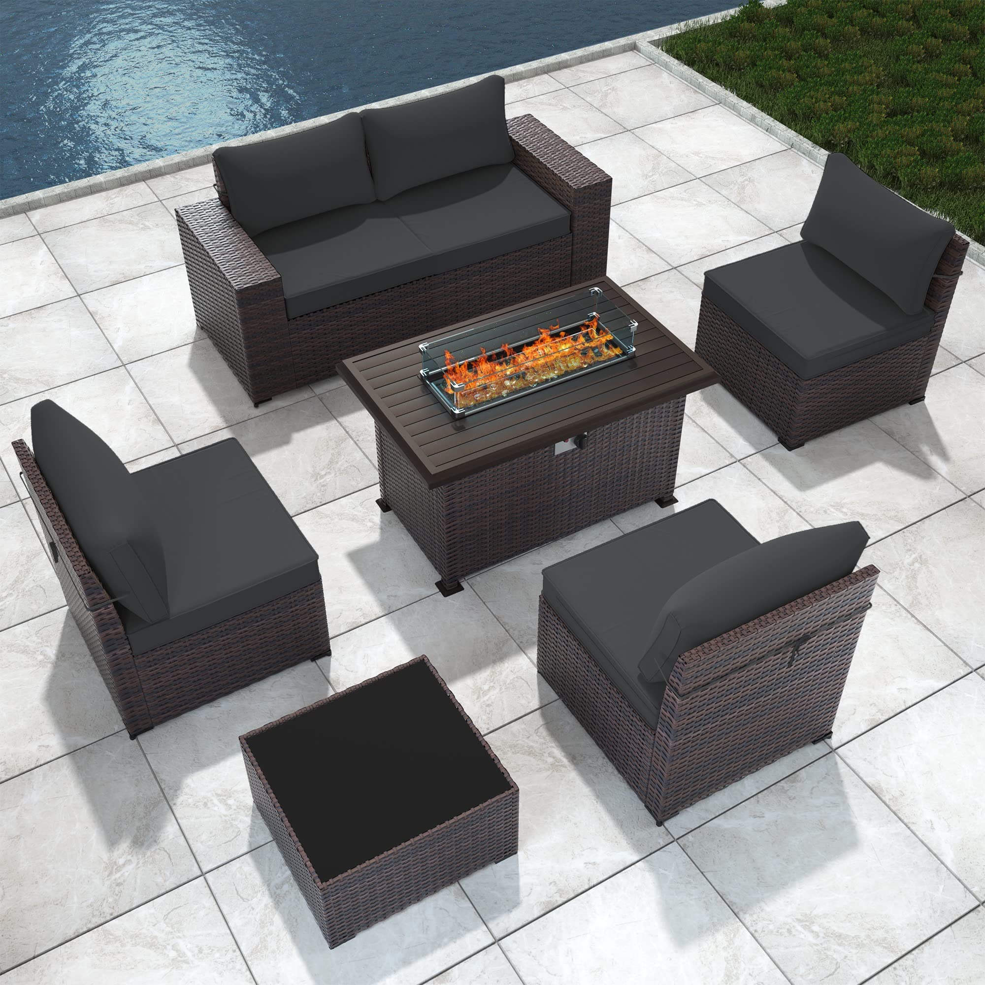 7-Piece Outdoor Patio Furniture Set with 43