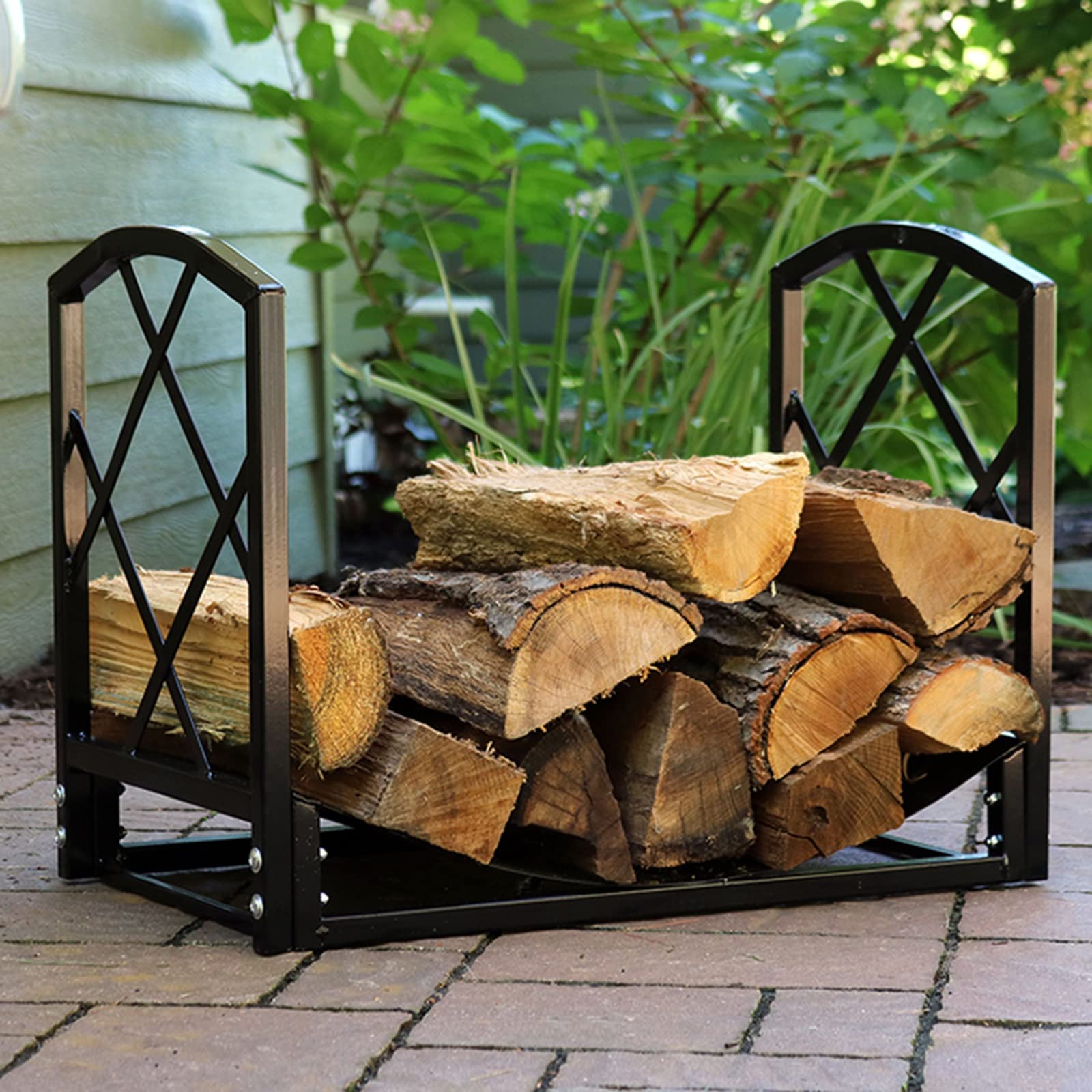 Heavy Duty Firewood Log Rack with Wheels - Wooden Fireplace Tool Set for Indoor/Outdoor Use - Storage Organizer Holder for Fireplace, Stove & Fire Pit Accessories - Perfect for Patio, Backyard & Camping