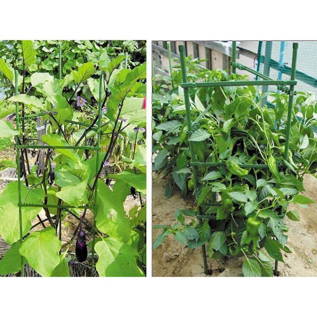 24-Piece Cabilock Plant Support Rods & Trellis Connectors - Garden Climbing Vine Stakes, Buckle Cage for Indoor/Outdoor Flowers - Perfect for Tomatoes, Cucumbers & Vertical Gardening