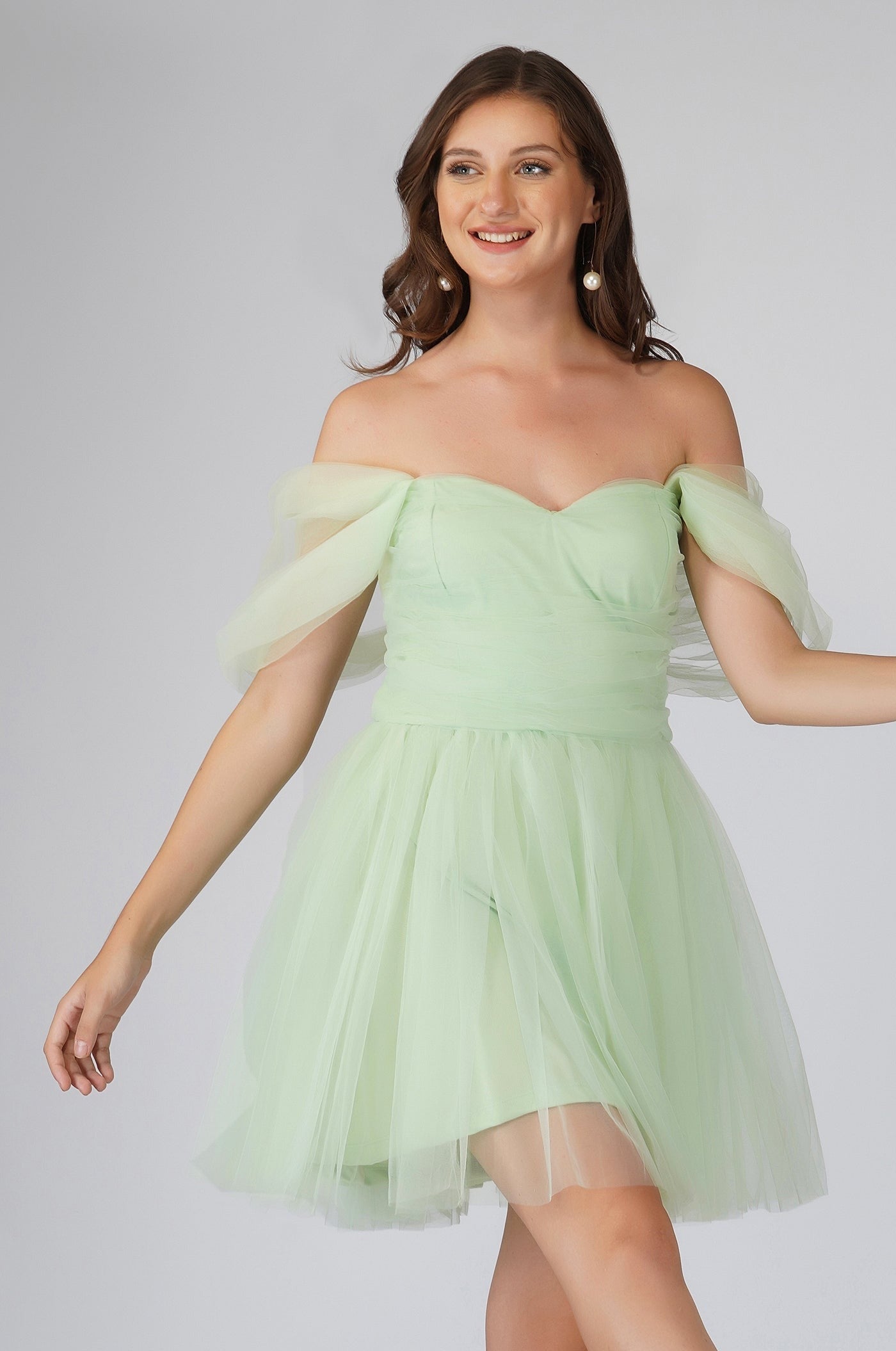 Sydney Sage Green Tulle Mini Dress for Women - Elegant Party Cocktail Dress for Weddings, Prom, Evening Events & Special Occasions