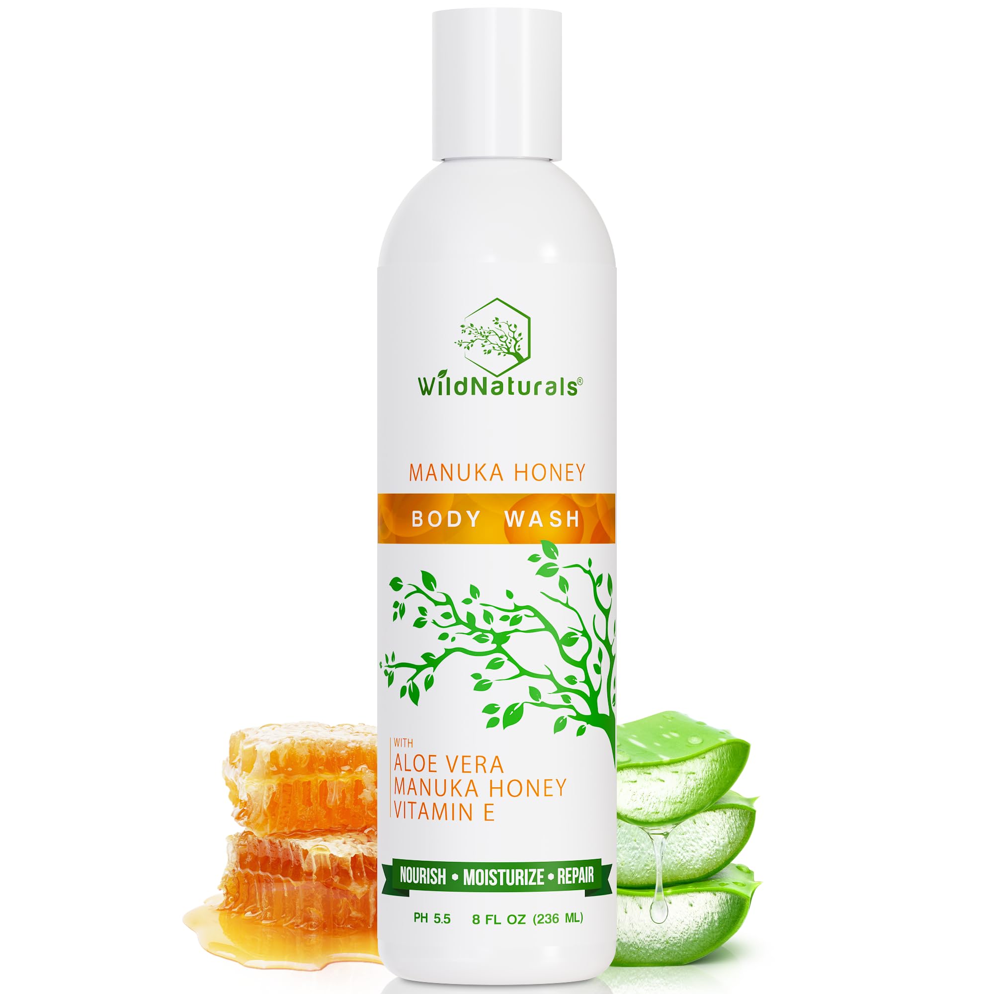 Organic Manuka Honey Body Wash for Eczema & Psoriasis - Vegan, Sulfate-Free - Skin Relief & Care