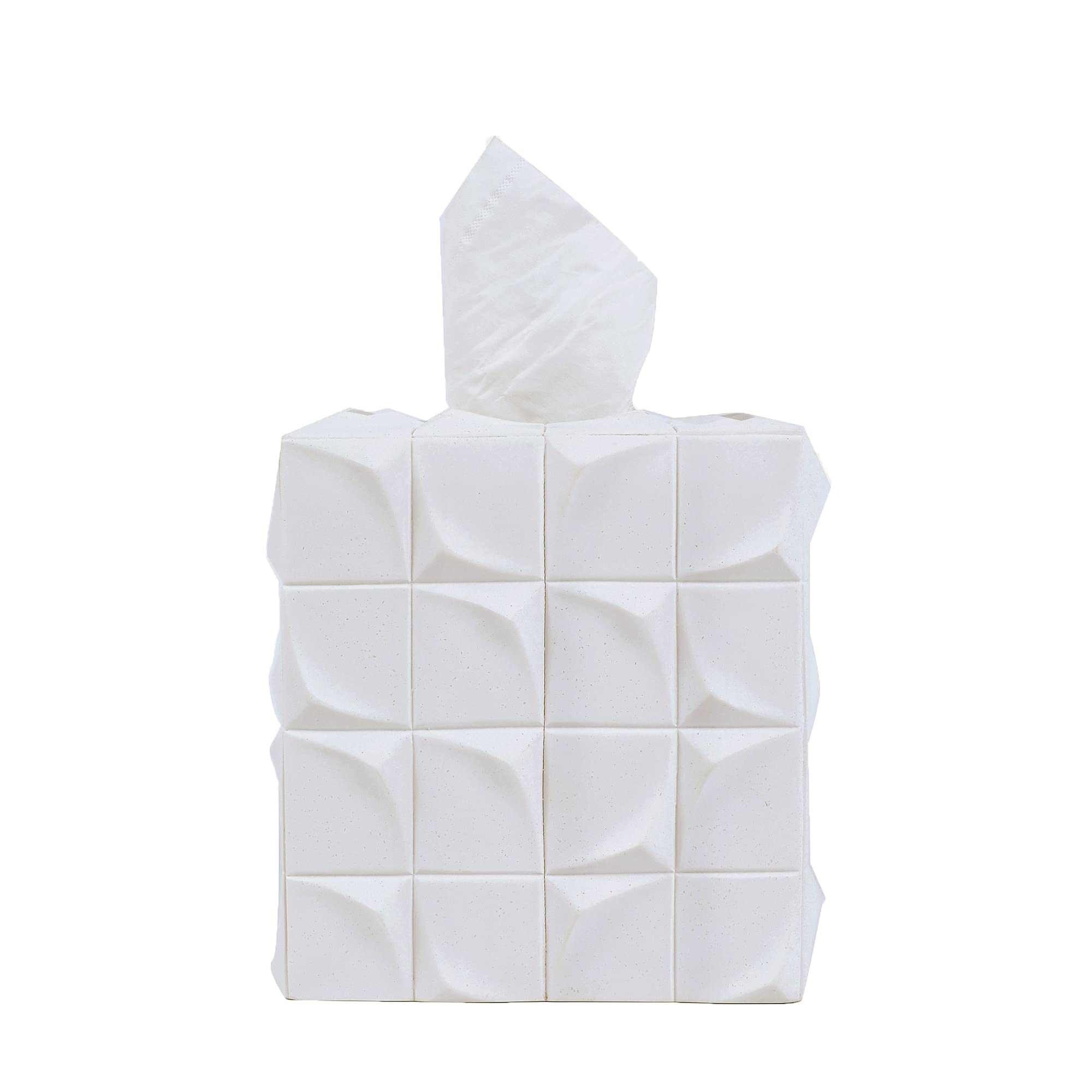 Hymmah Modern Square Tissue Box Cover Holder - Stylish Bathroom Vanity & Countertop Decor, Unique Tissue Box Cover for Bedroom, Living Room, and Home Office Organization | Perfect for Home Decor, Gift Ideas & Interior Design Accents