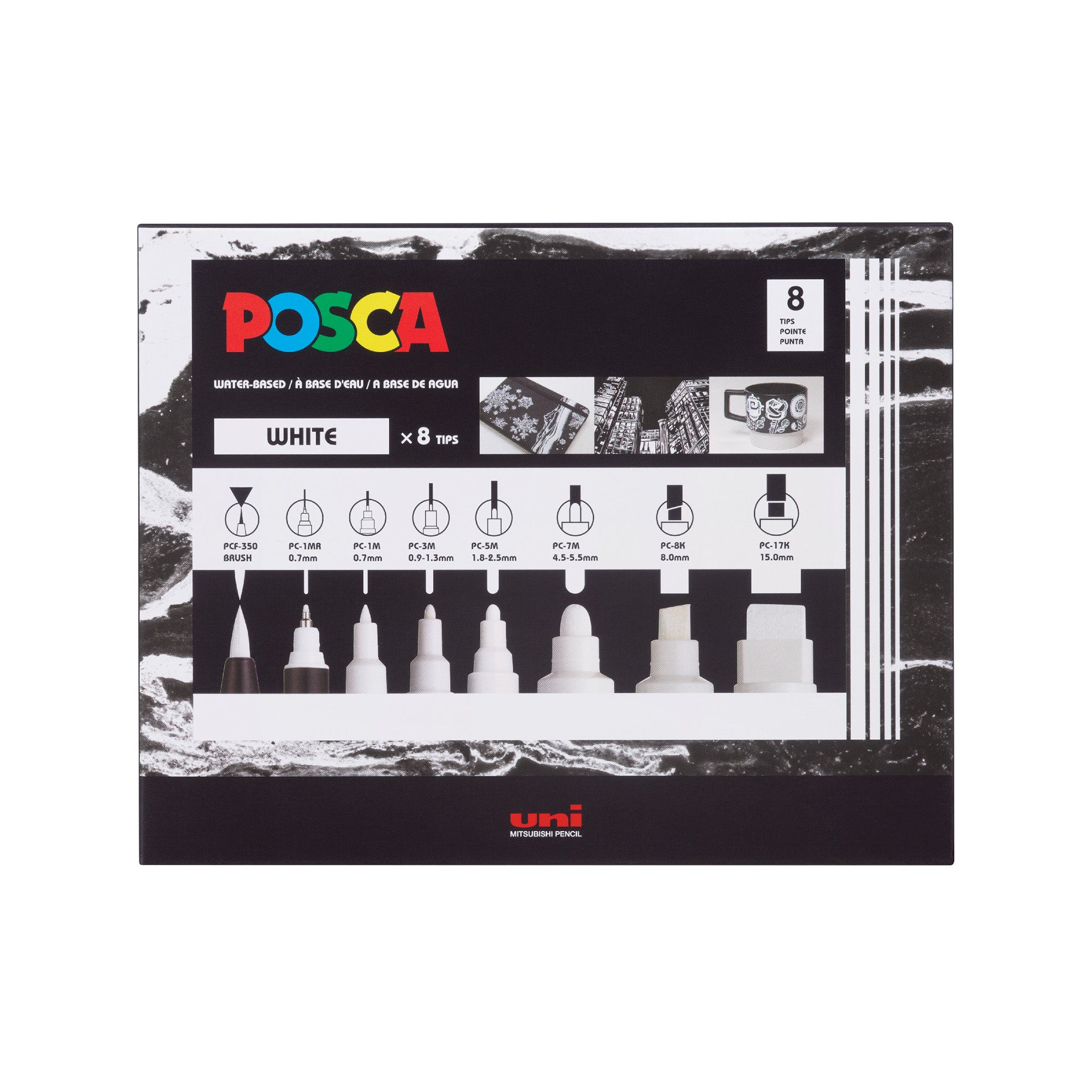 8 Pack Water-Based Paint Markers - White - Perfect for DIY Crafts, Rock Painting, and Sign Making