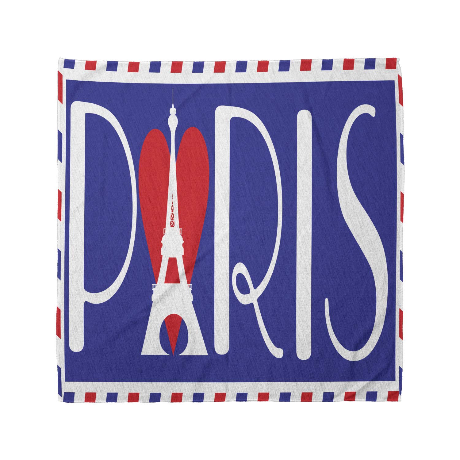 Ambesonne Eiffel Tower Bandana - Bold Paris Lettering Unisex Head & Neck Scarf for Men & Women | Fashion Accessory for Travel, Concerts & Outdoor Activities