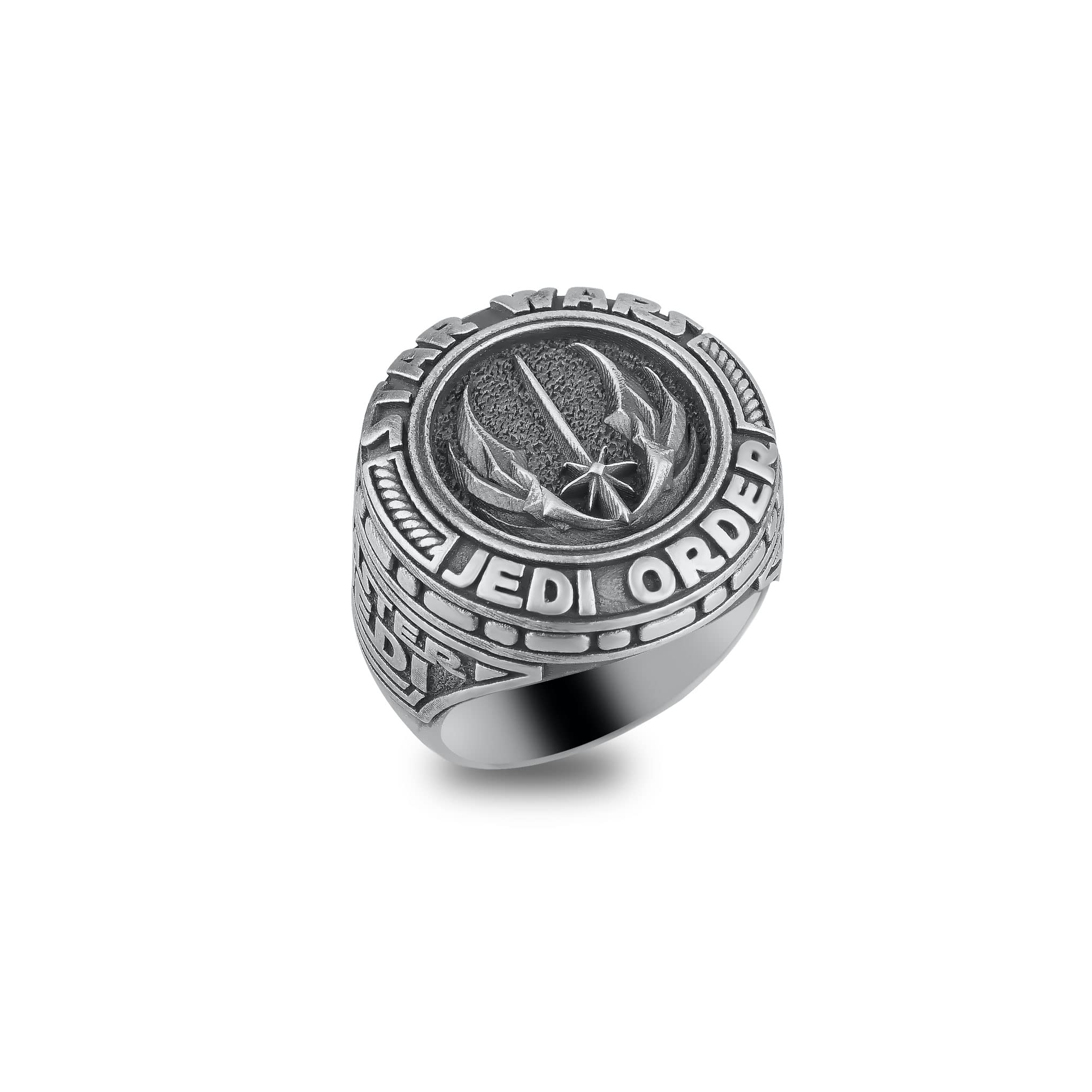 Star Wars Jedi Master Sterling Silver Ring for Men - Young Padawan Band, Gift for Him - Perfect for Cosplay, Collectors & Star Wars Fans (Size 9)
