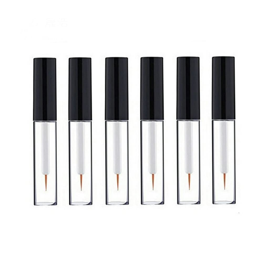 6Pcs 4ML Empty Clear Plastic Eyeliner Tubes with Black Lids & Rubber Plugs - Refillable Mascara Bottles, Eyelash Growth Oil Containers, Eye Gloss Liquid Vials - Perfect for DIY Makeup, Salon Use & Travel Beauty Essentials