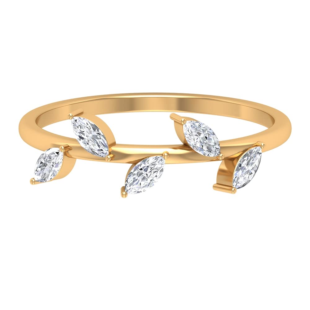 1/2 CT Marquise Cut Diamond Leaf Promise Ring for Women - 14K Solid Gold Minimalist Branch Ring - Perfect for Anniversaries, Engagements & Special Occasions