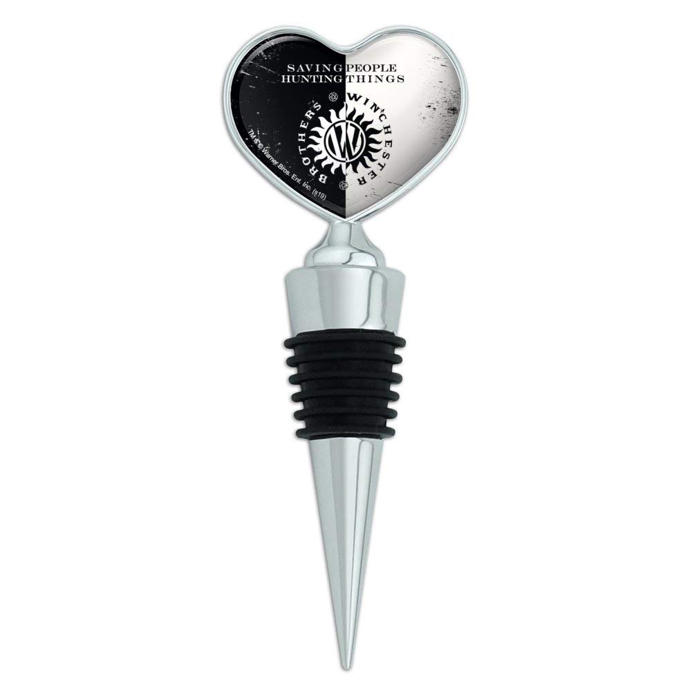 Supernatural Brothers Winchester Heart Love Wine Bottle Stopper - Decorative Gift for Fans, Collectors & Wine Lovers - Perfect for Home Bars, Themed Parties & TV Show Memorabilia